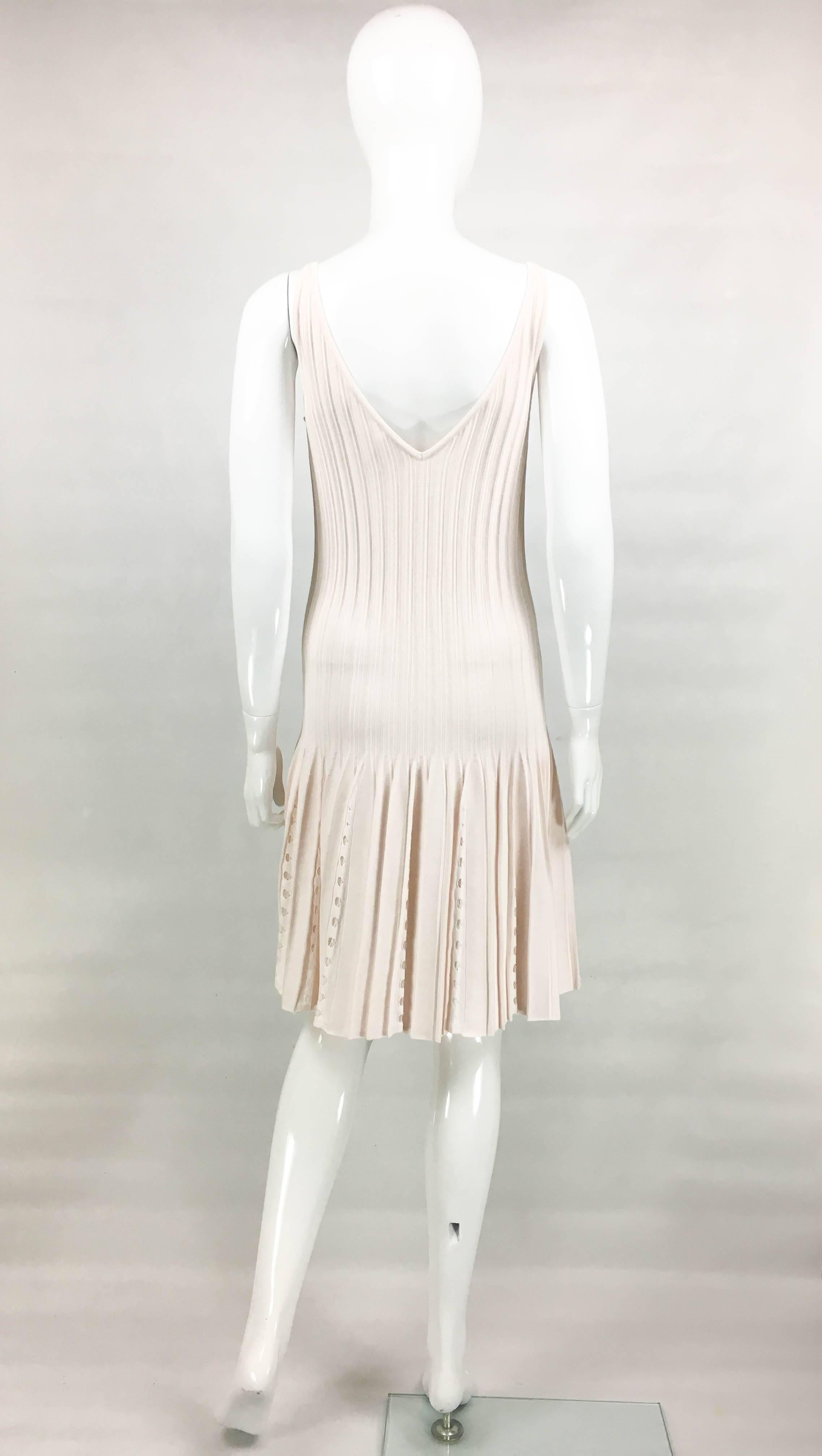 2012 Chanel Pale Pink Summer Dress With Pearl Buttons In Excellent Condition In London, Chelsea