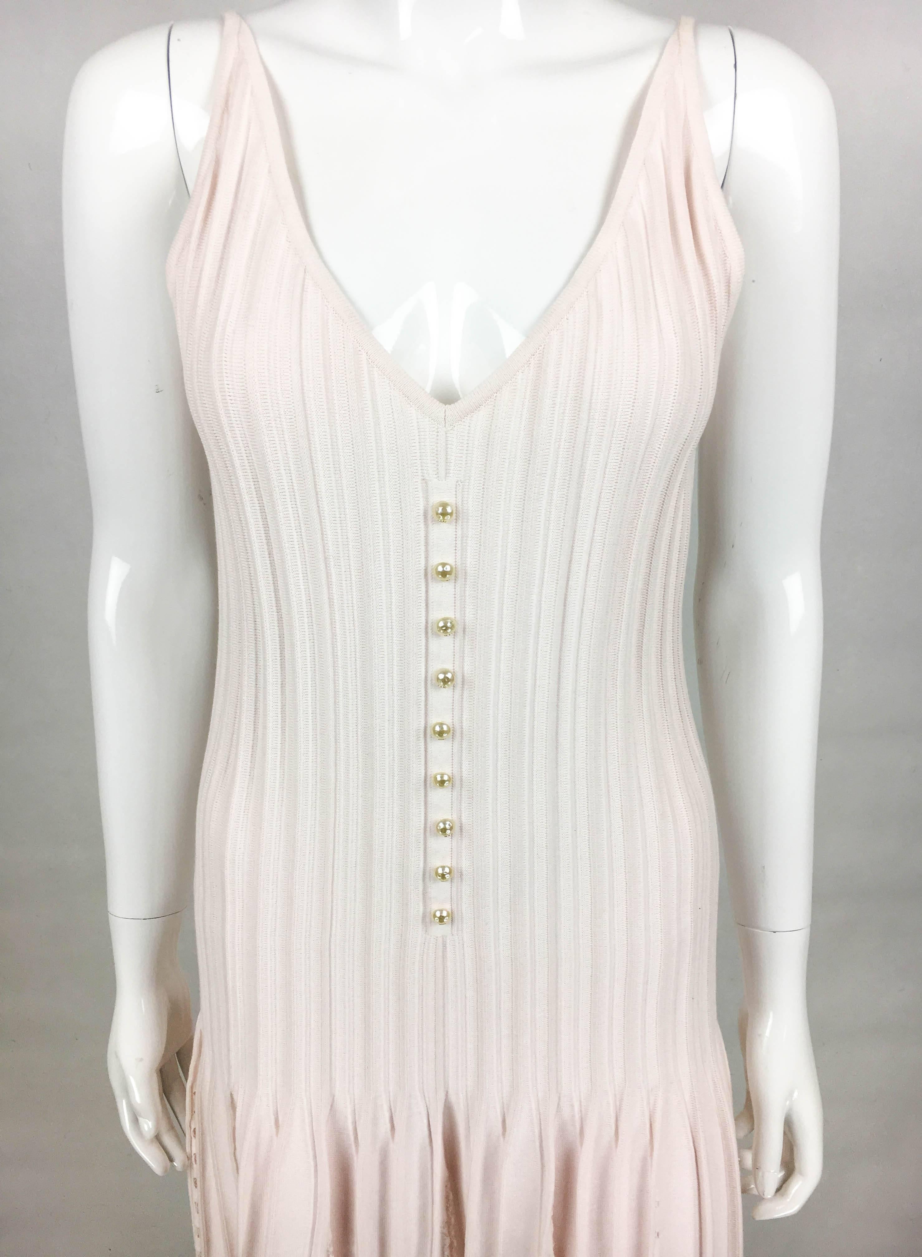 Women's 2012 Chanel Pale Pink Summer Dress With Pearl Buttons