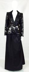 1980 Yves Saint Laurent Le Smoking Sequin Jacket, Long and Short Skirt Suit