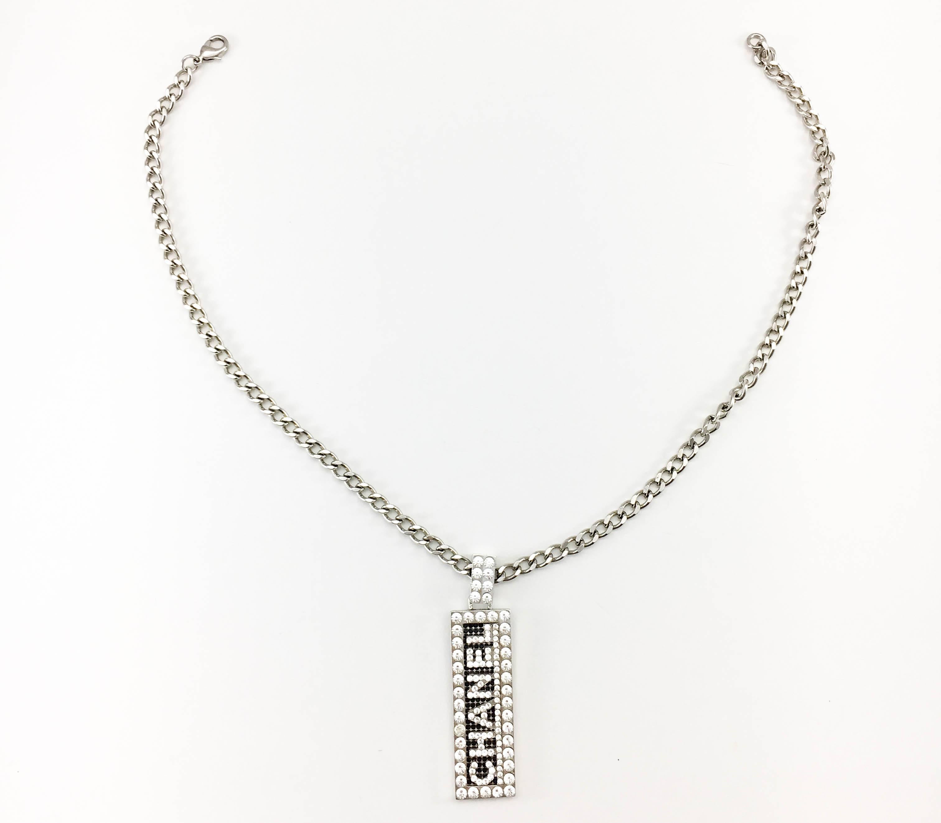 2003 Chanel Necklace With Rhinestone Chanel Plaque Pendant In Excellent Condition In London, Chelsea
