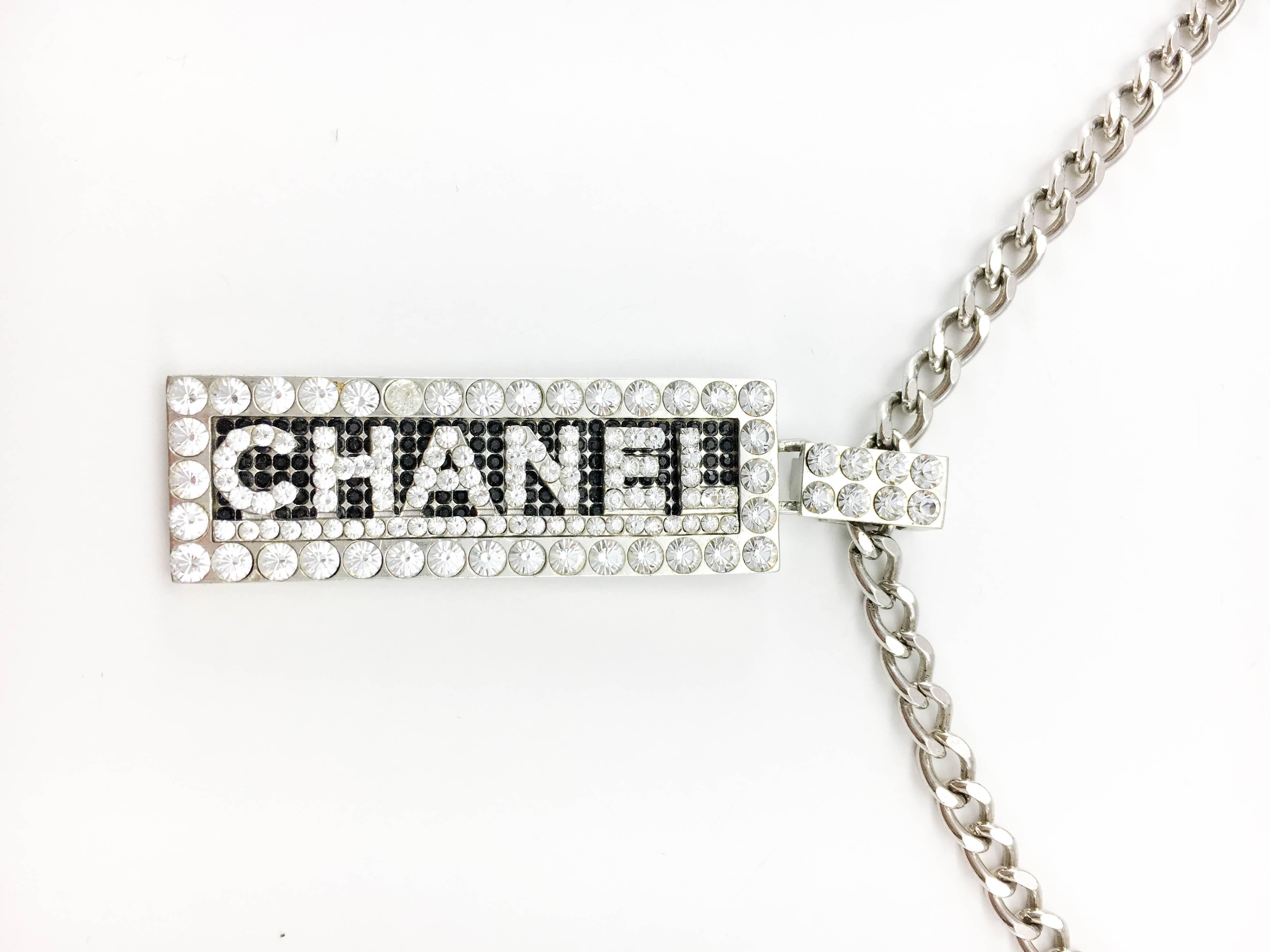 2003 Chanel Necklace With Rhinestone Chanel Plaque Pendant 2
