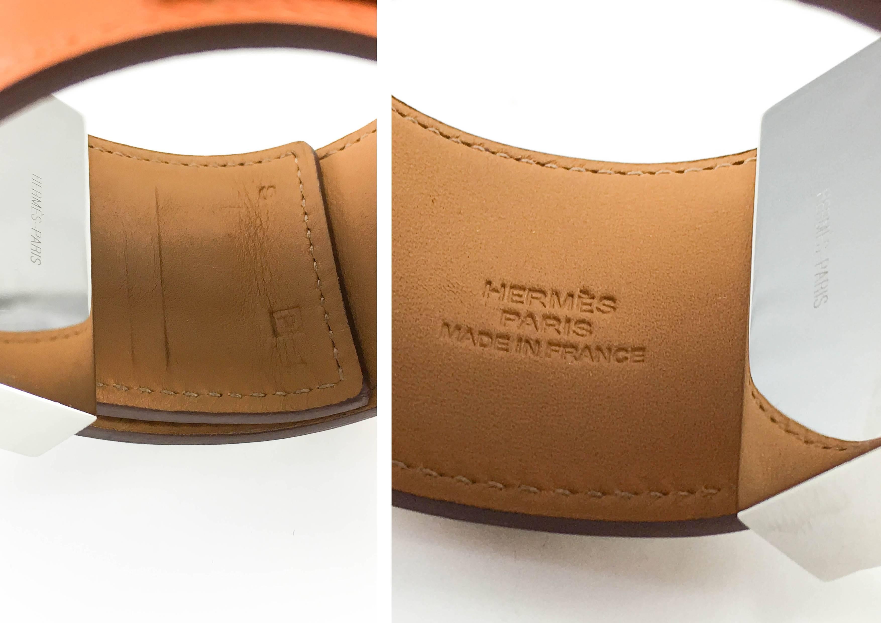 Hermes Collier de Chien (CDC) Orange Swift Leather and Palladium Bracelet 6