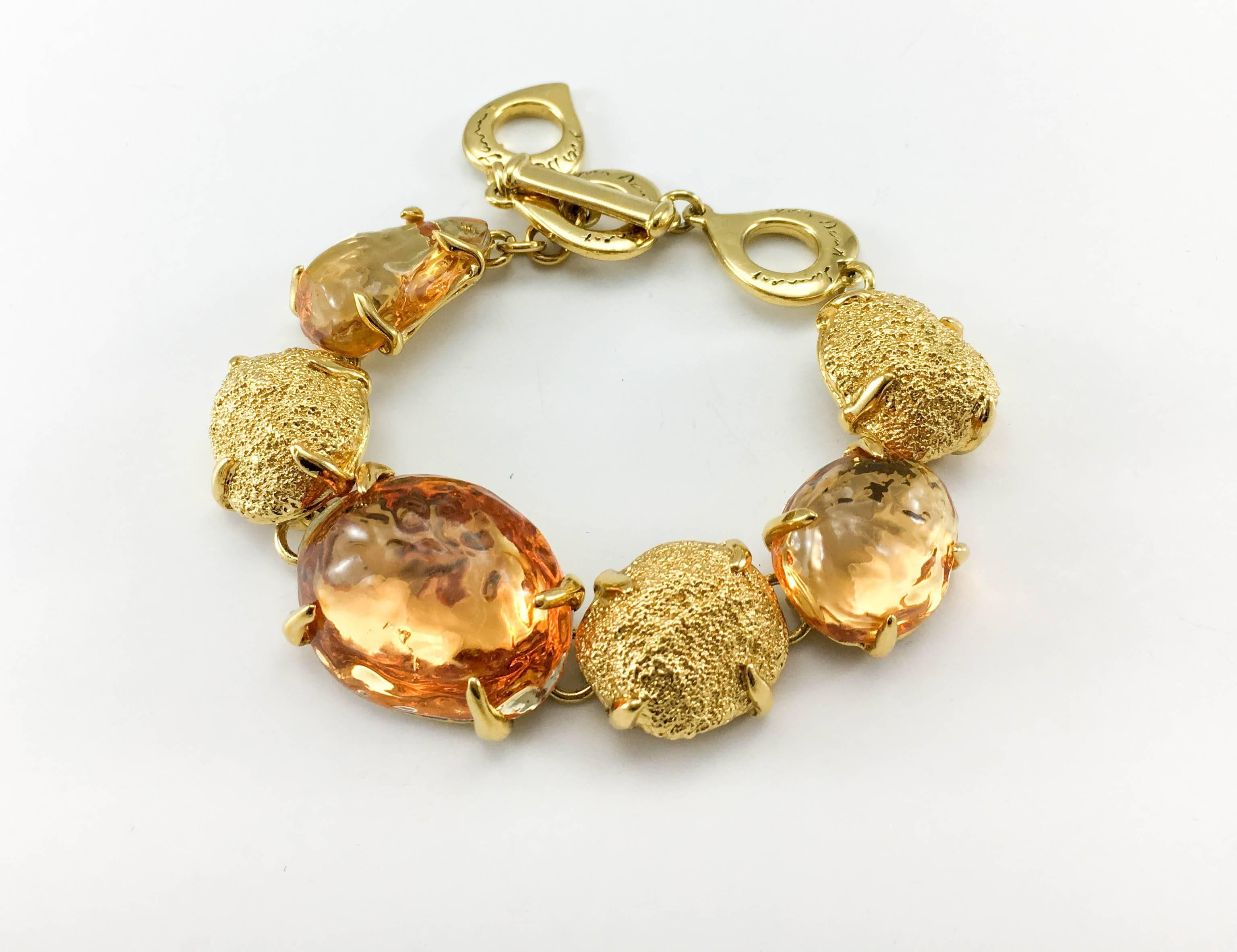 1980s Yves Saint Laurent by Goossens Faux Topaz and Gold-Plated Nugget Set 1