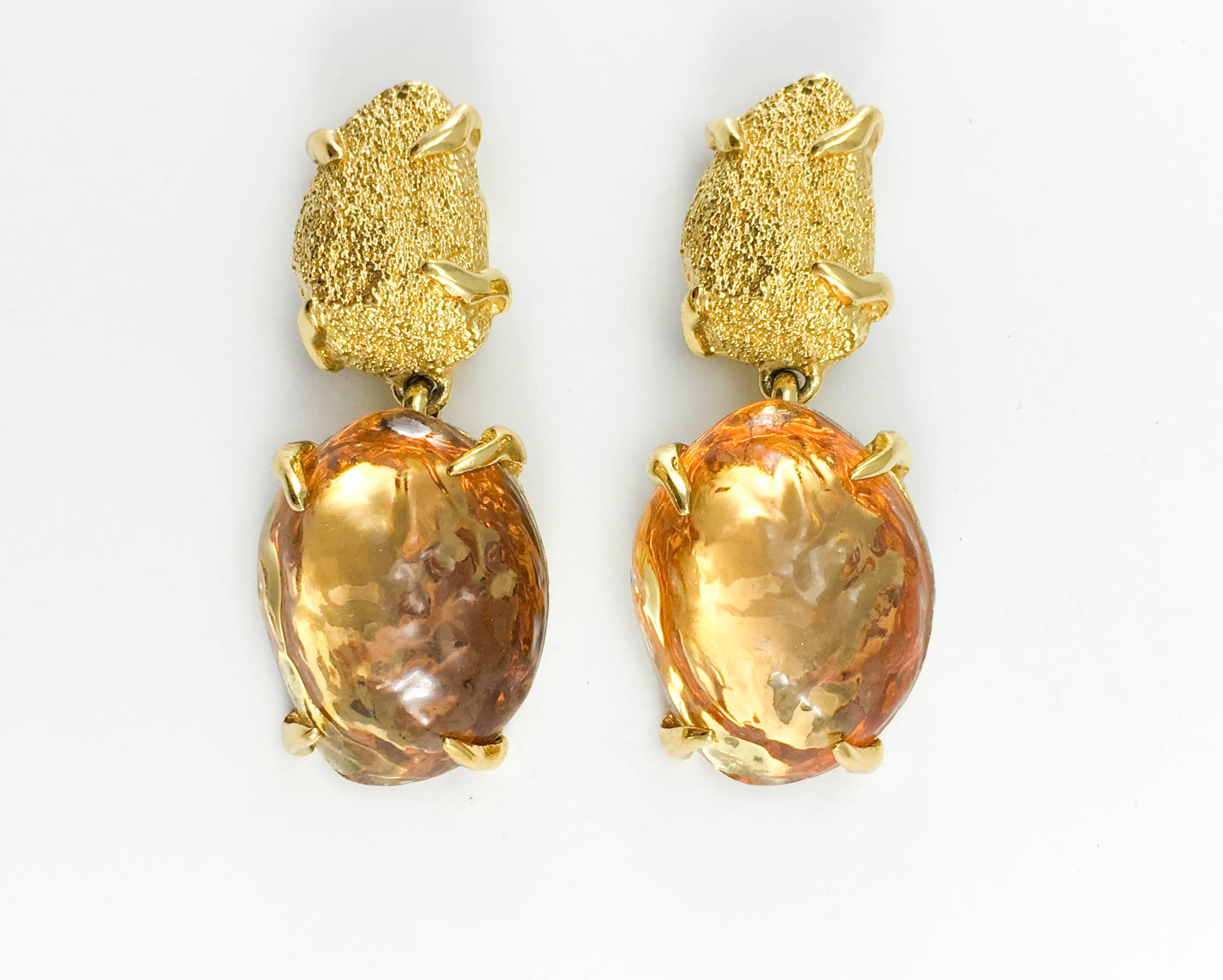 1980s Yves Saint Laurent by Goossens Faux Topaz and Gold-Plated Nugget Set 2