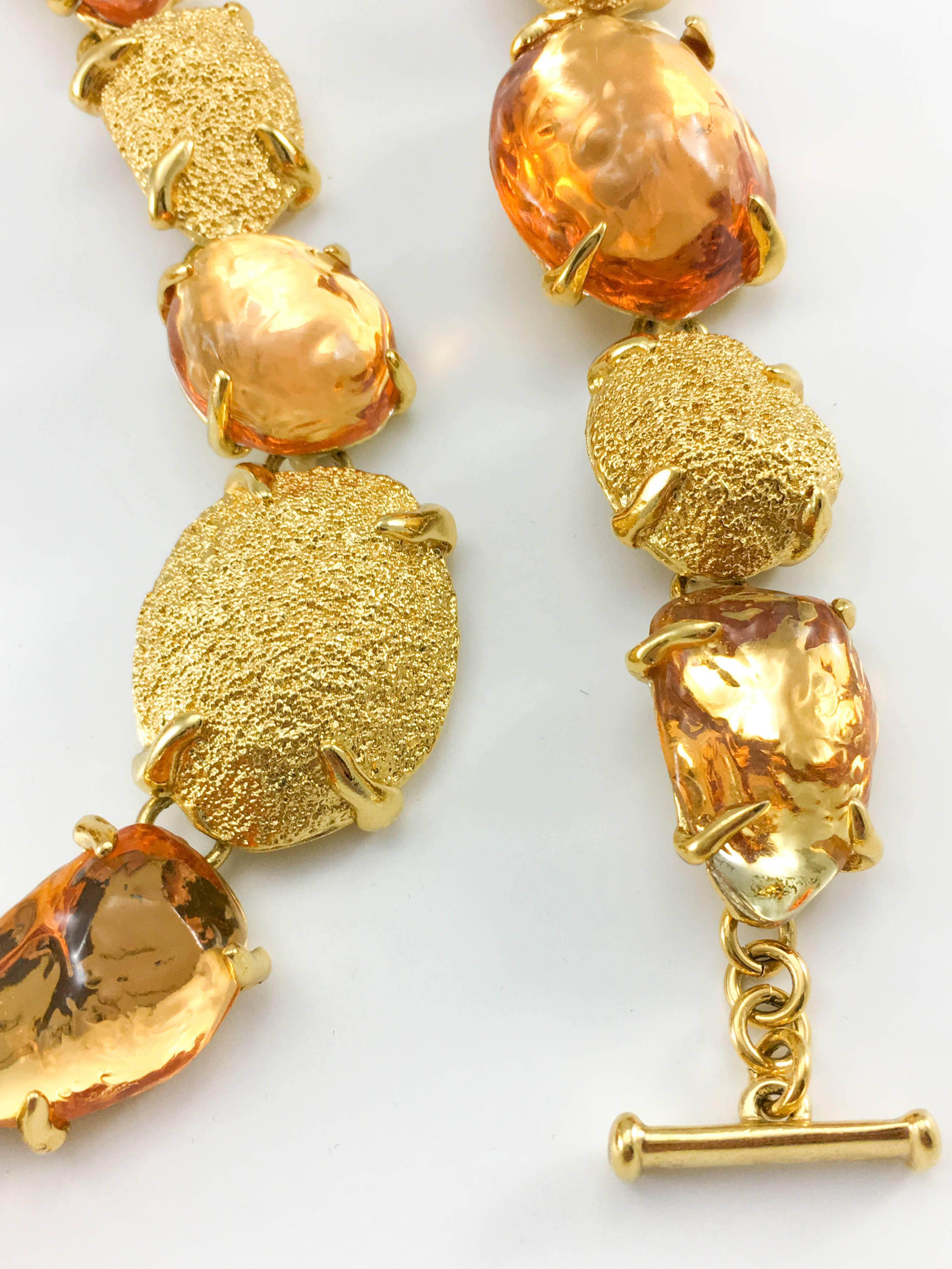 1980s Yves Saint Laurent by Goossens Faux Topaz and Gold-Plated Nugget Set 3