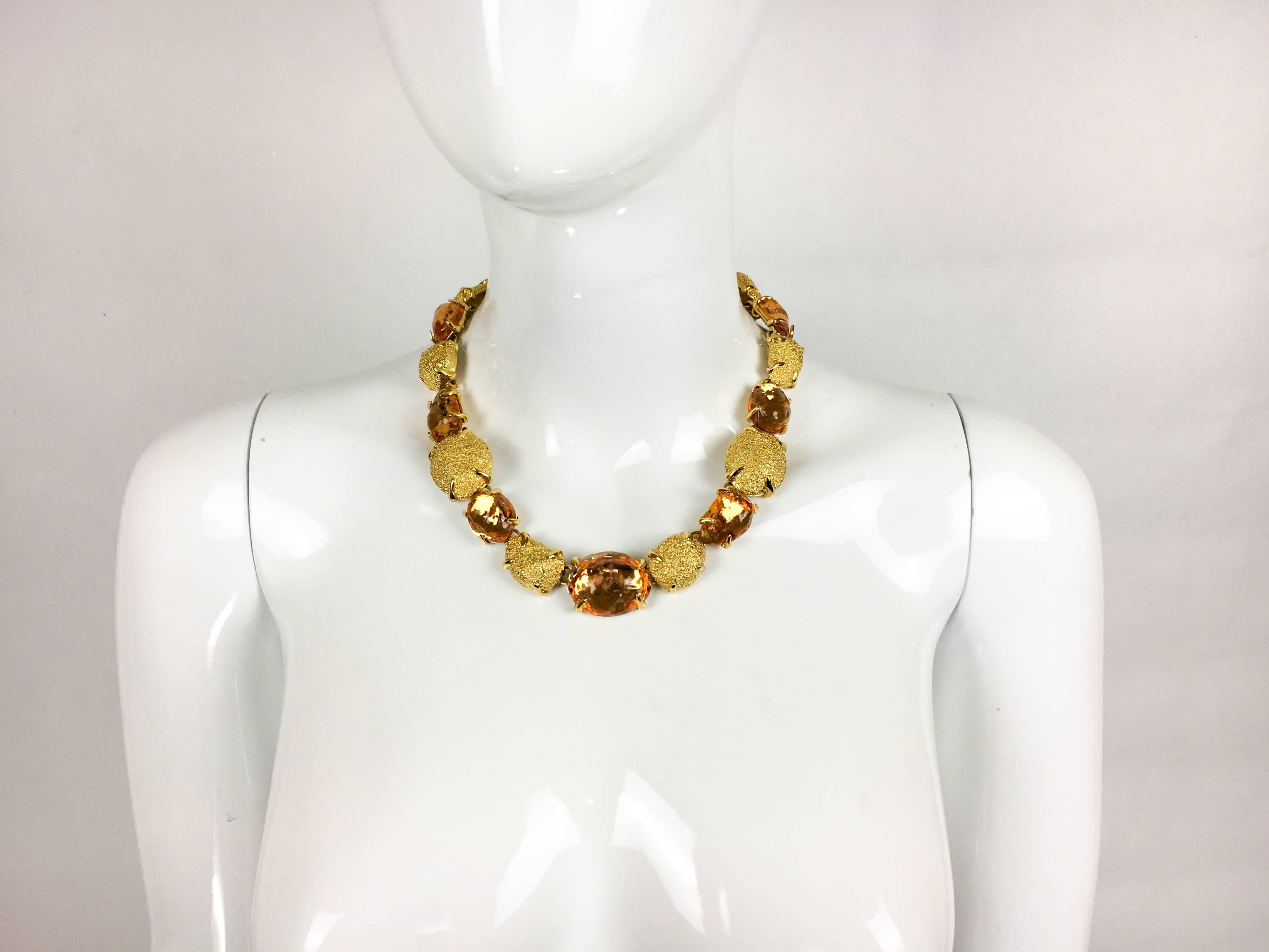 1980s Yves Saint Laurent by Goossens Faux Topaz and Gold-Plated Nugget Set 4