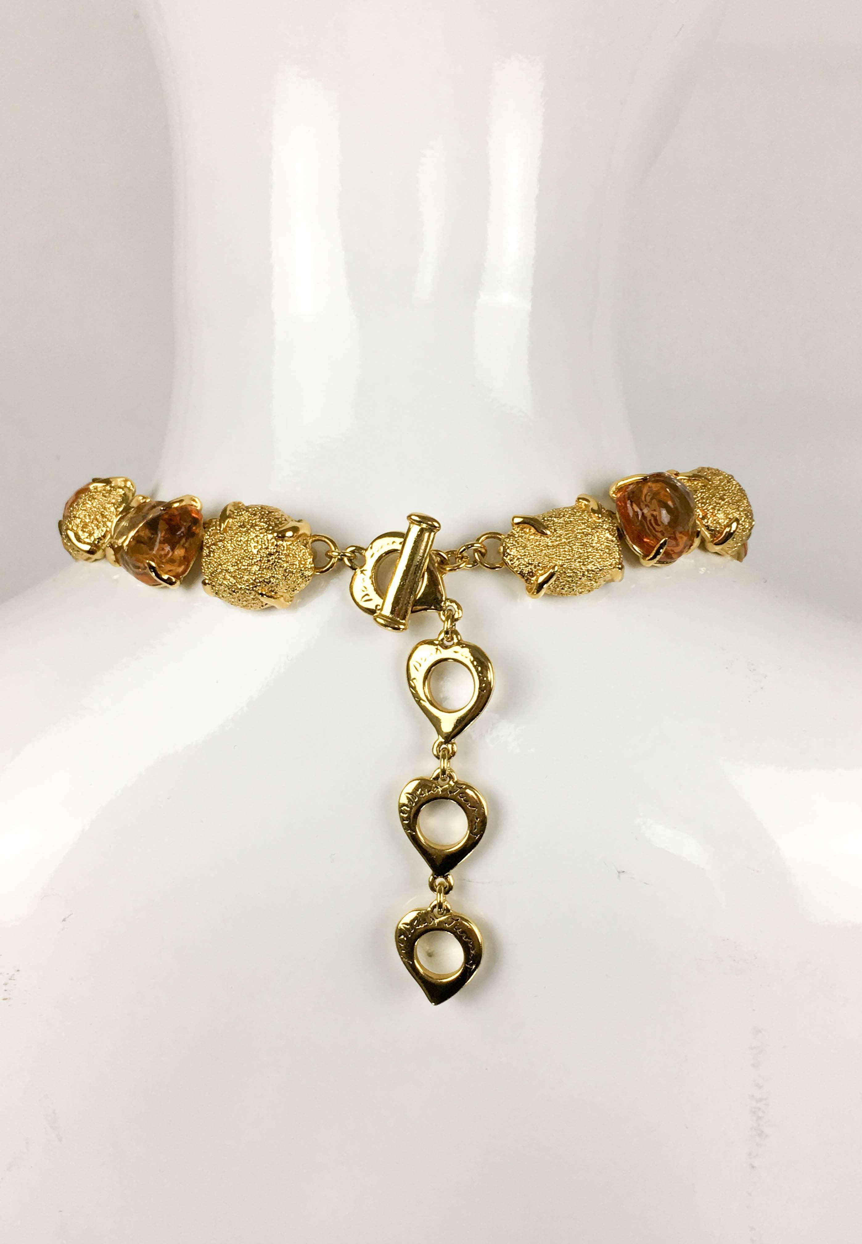 1980s Yves Saint Laurent by Goossens Faux Topaz and Gold-Plated Nugget Set 5