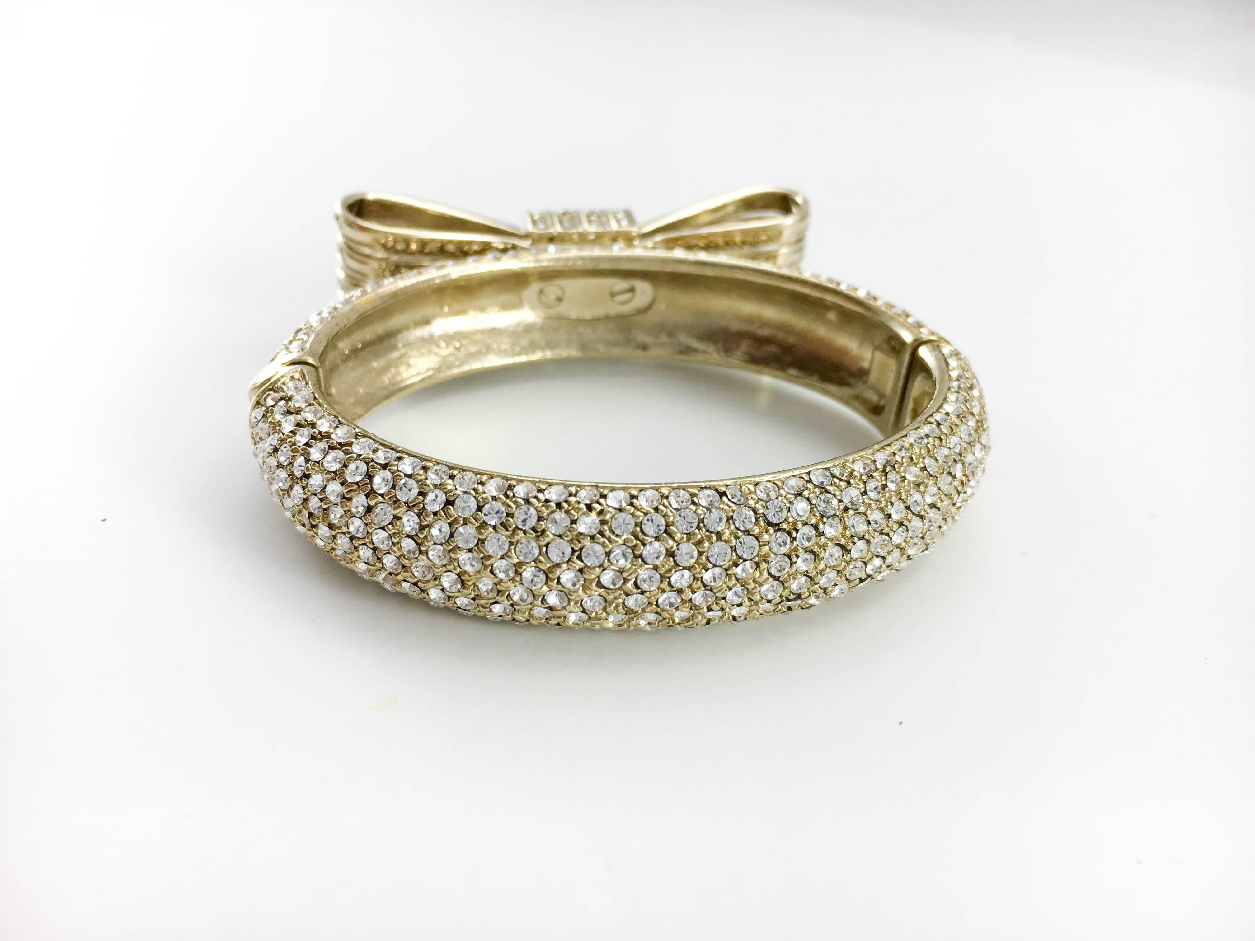 1980s Valentino  Gilt Diamanté Bow Bracelet 3