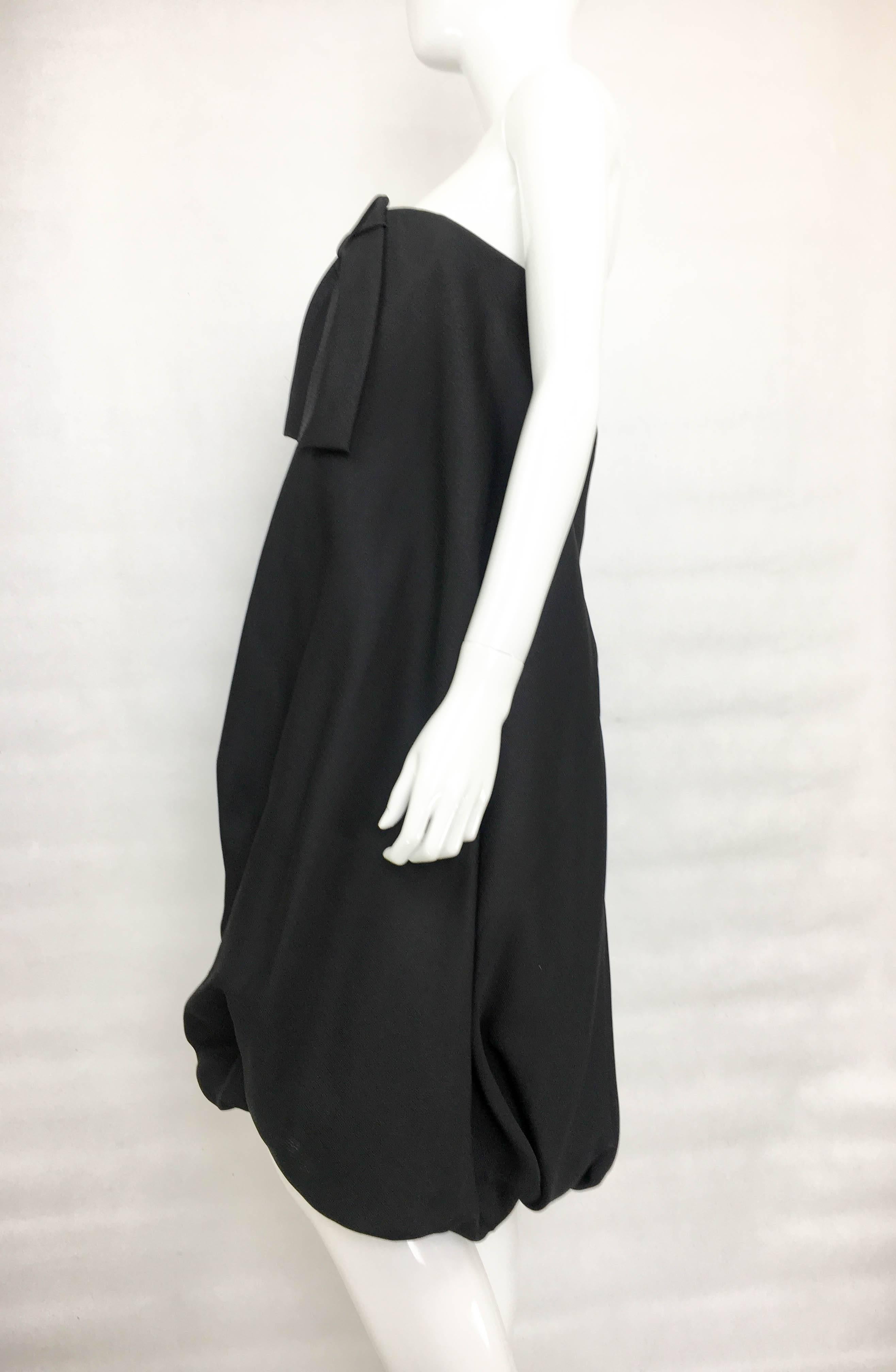 Women's 1980s Balenciaga Black Silk Gazar Bubble Cocktail Dress For Sale