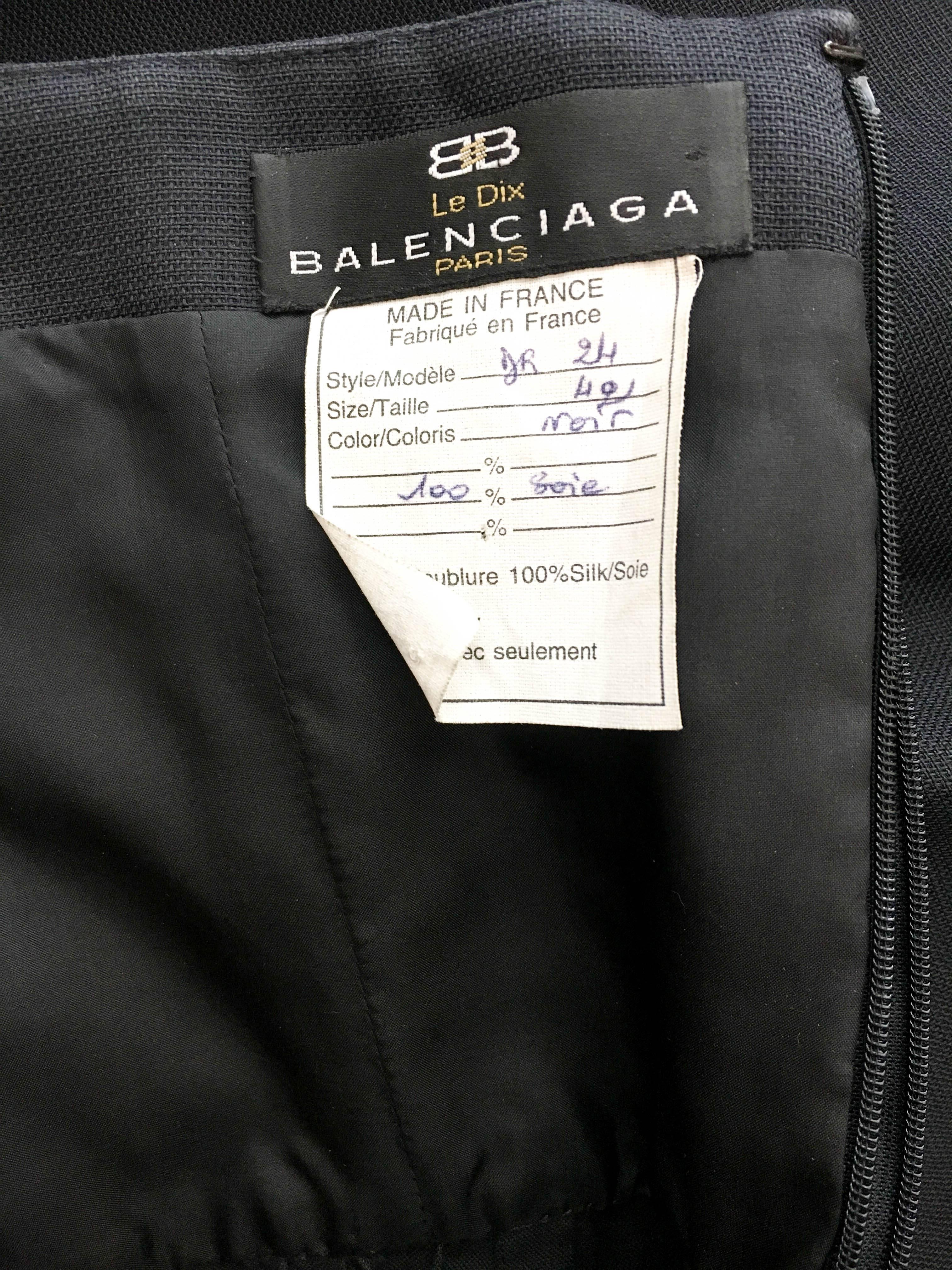 1980s Balenciaga Black Silk Gazar Bubble Cocktail Dress For Sale 4
