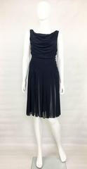 Chanel Midnight Blue Silk Chiffon Draped and Pleated Dress, Circa 2000