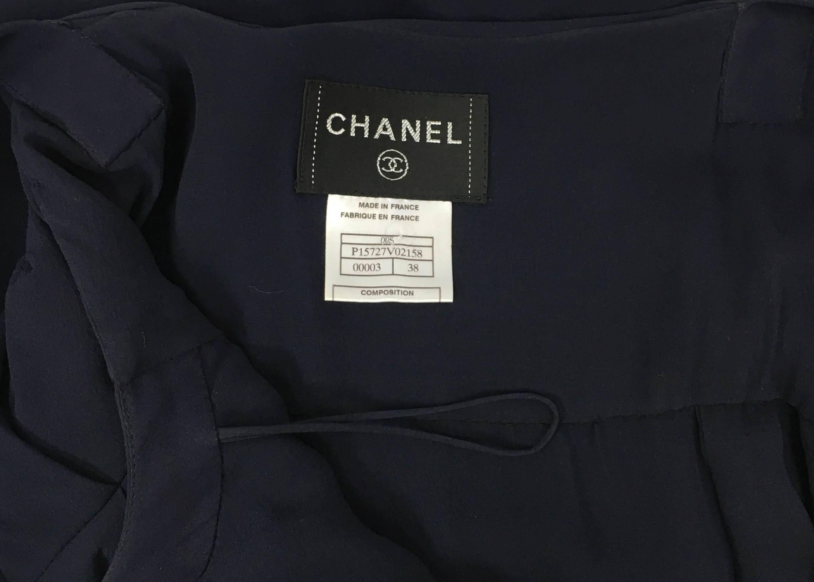 Chanel Midnight Blue Silk Chiffon Draped and Pleated Dress, Circa 2000 For Sale 5