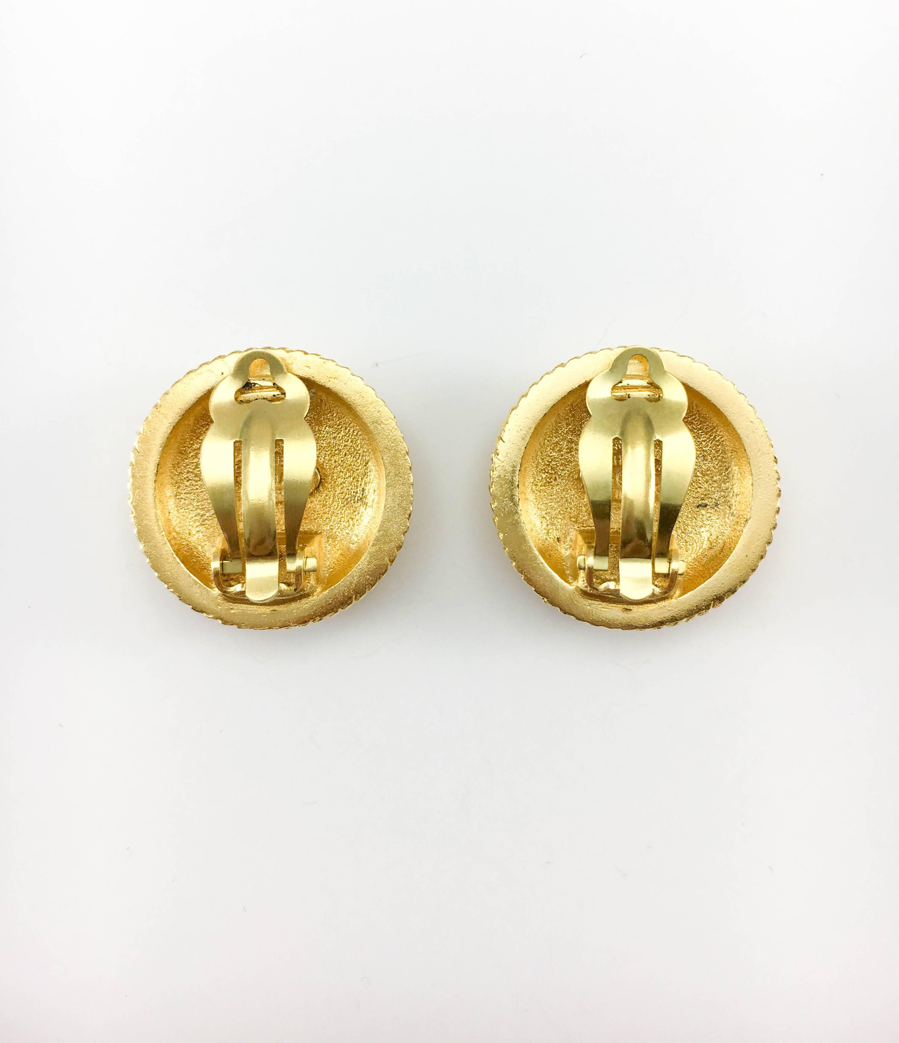 1995 Chanel Gold-Tone Twisted Rope Logo Earrings 2