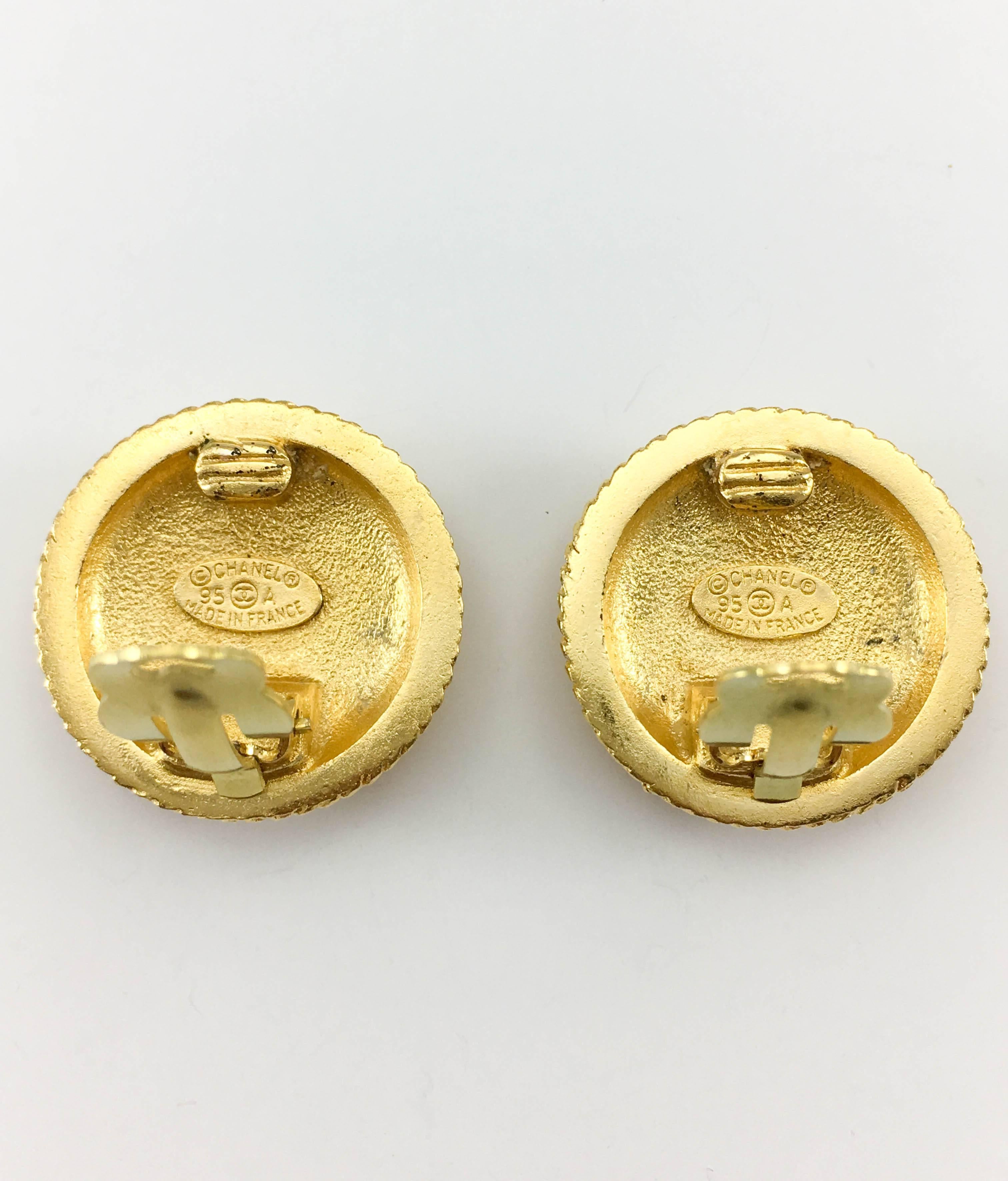1995 Chanel Gold-Tone Twisted Rope Logo Earrings 3