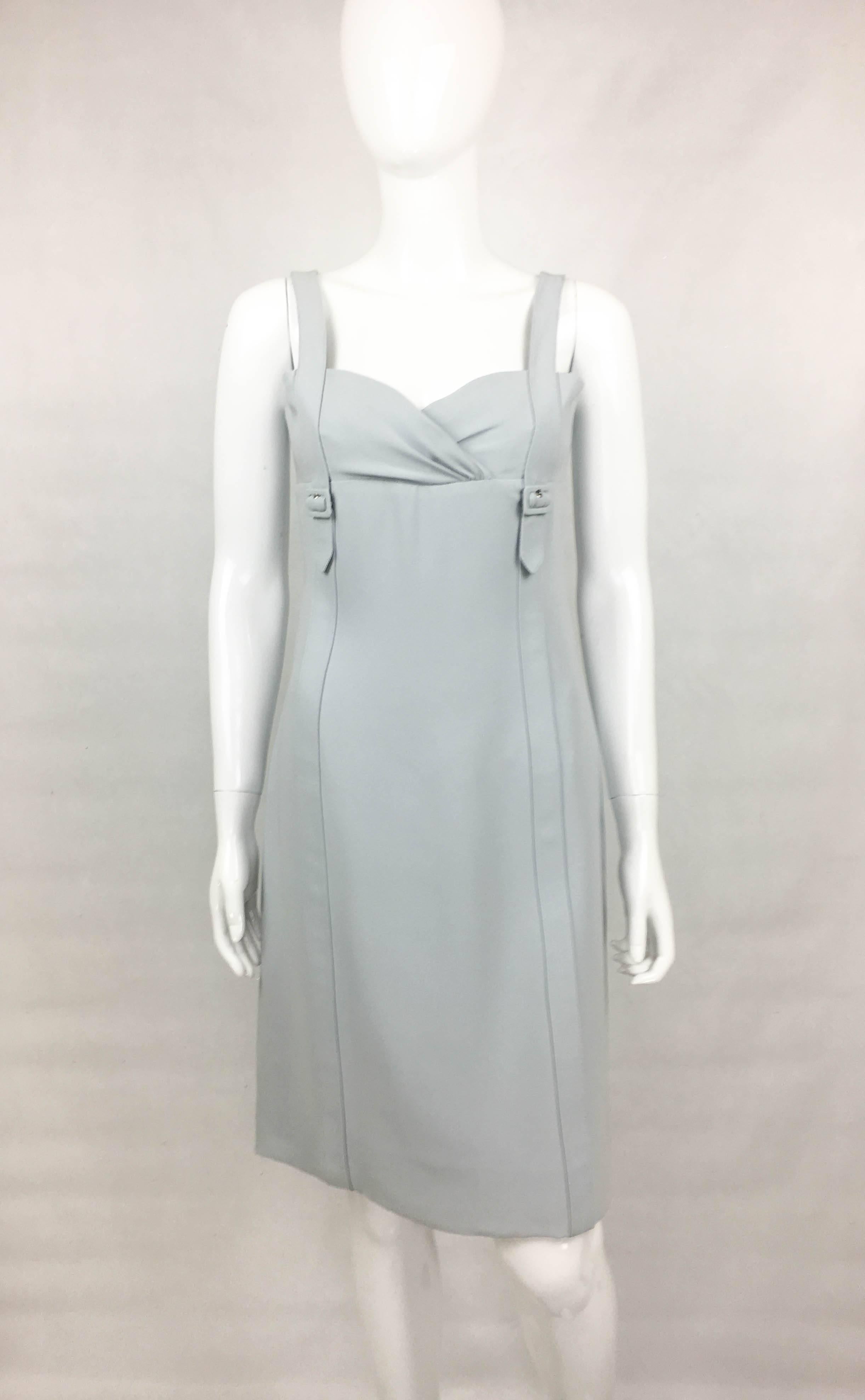 Gray Valentino Pale Blue Silk Dress For Sale