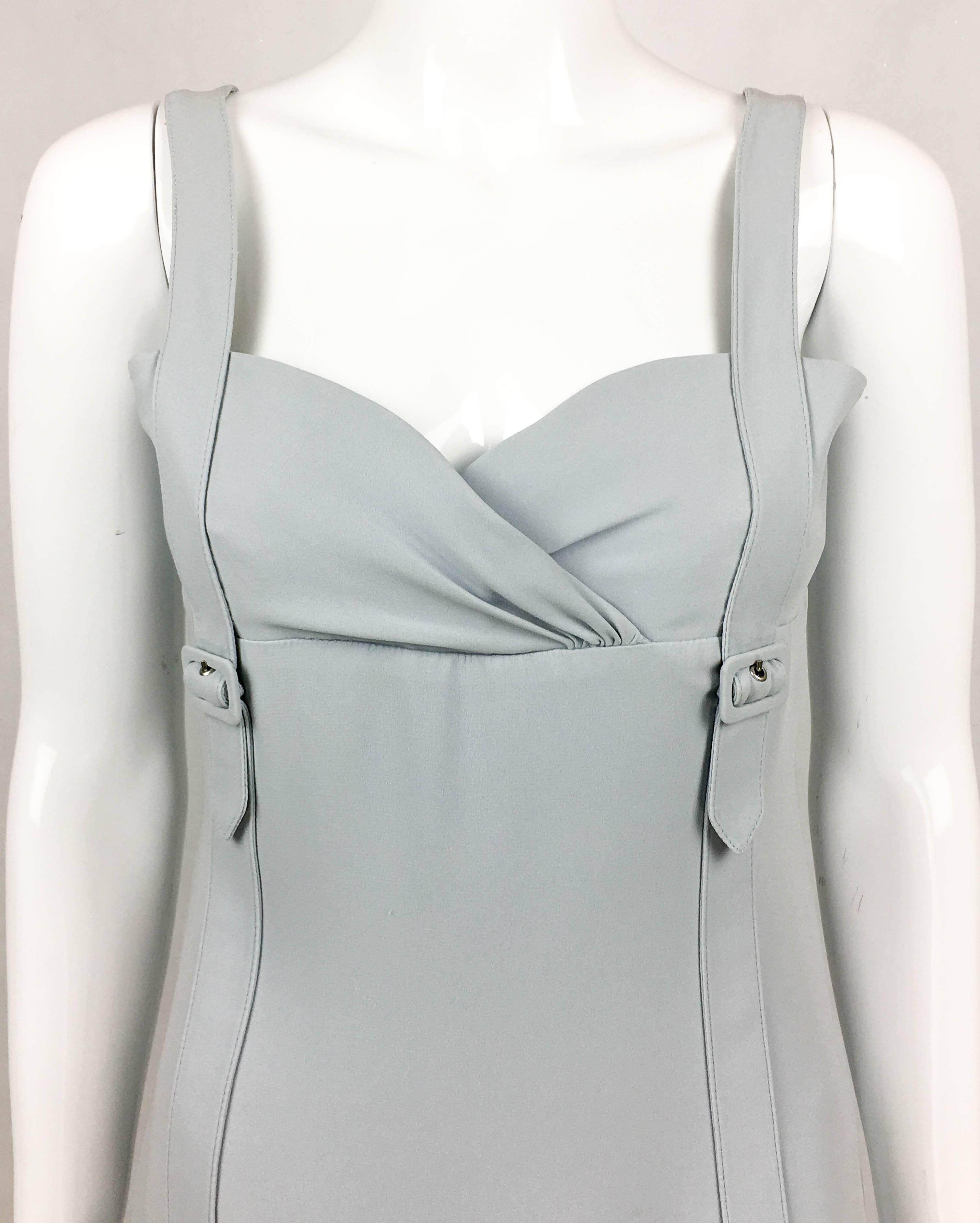 Valentino Pale Blue Silk Dress For Sale 1