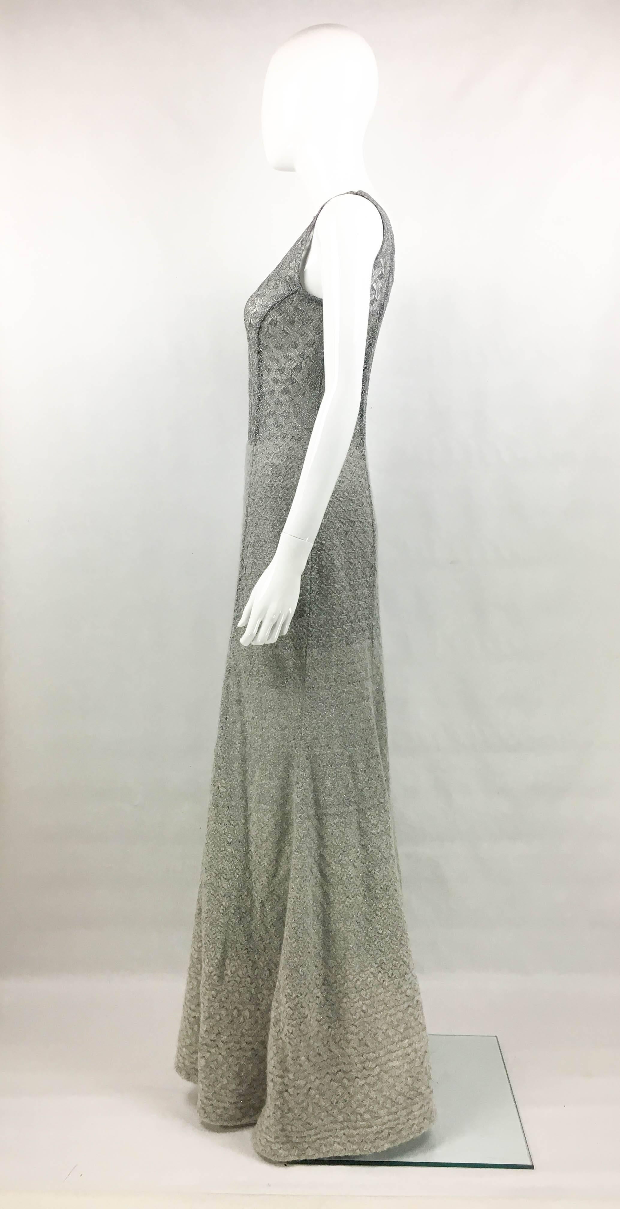 Women's Missoni Grey Cashmere and Silver Lurex Gown For Sale