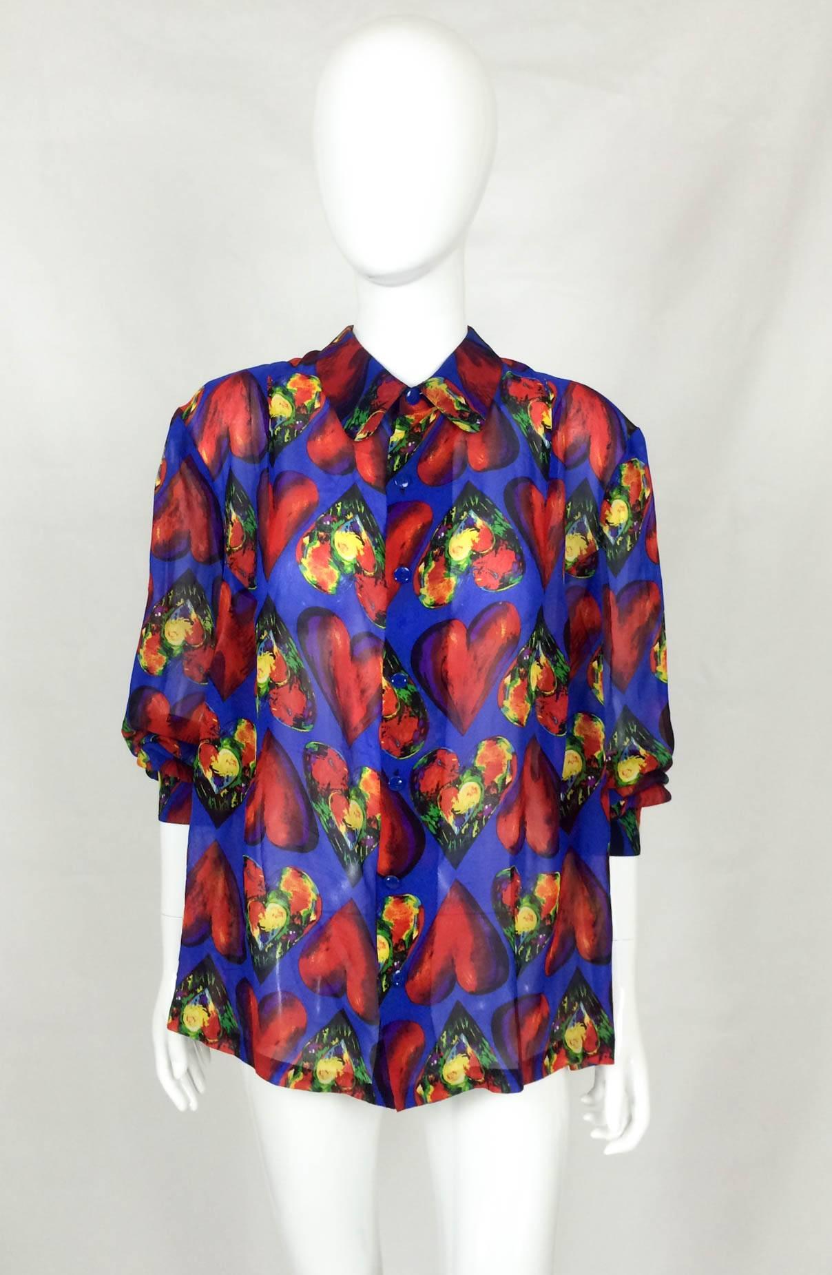 Women's or Men's Versace 1997 Ad Campaign Chiffon Heart Shirt