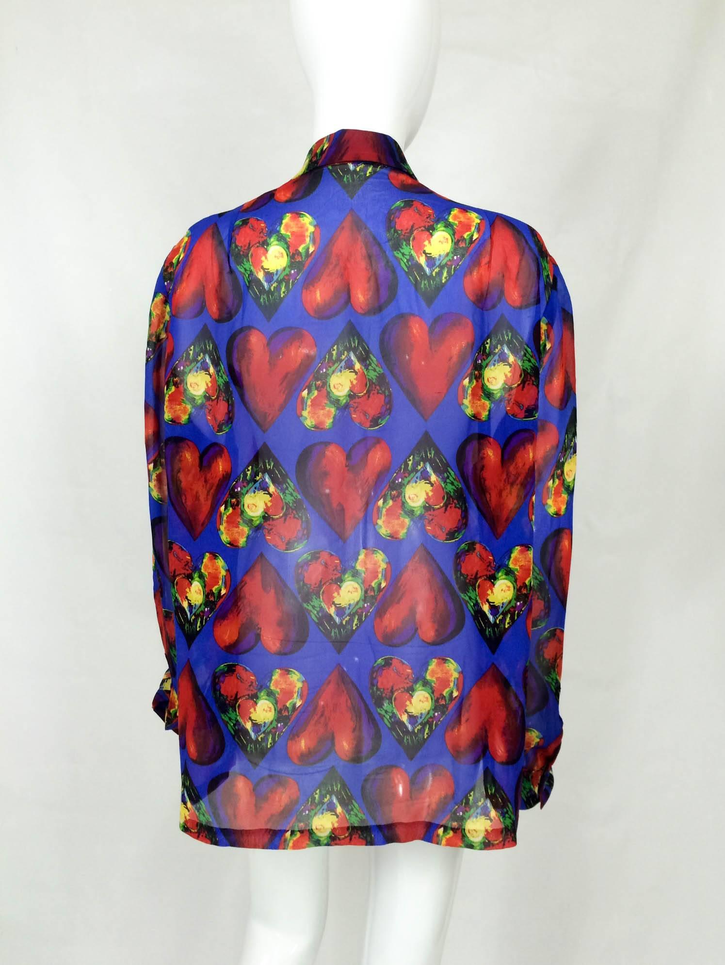 Versace 1997 Ad Campaign Chiffon Heart Shirt 3