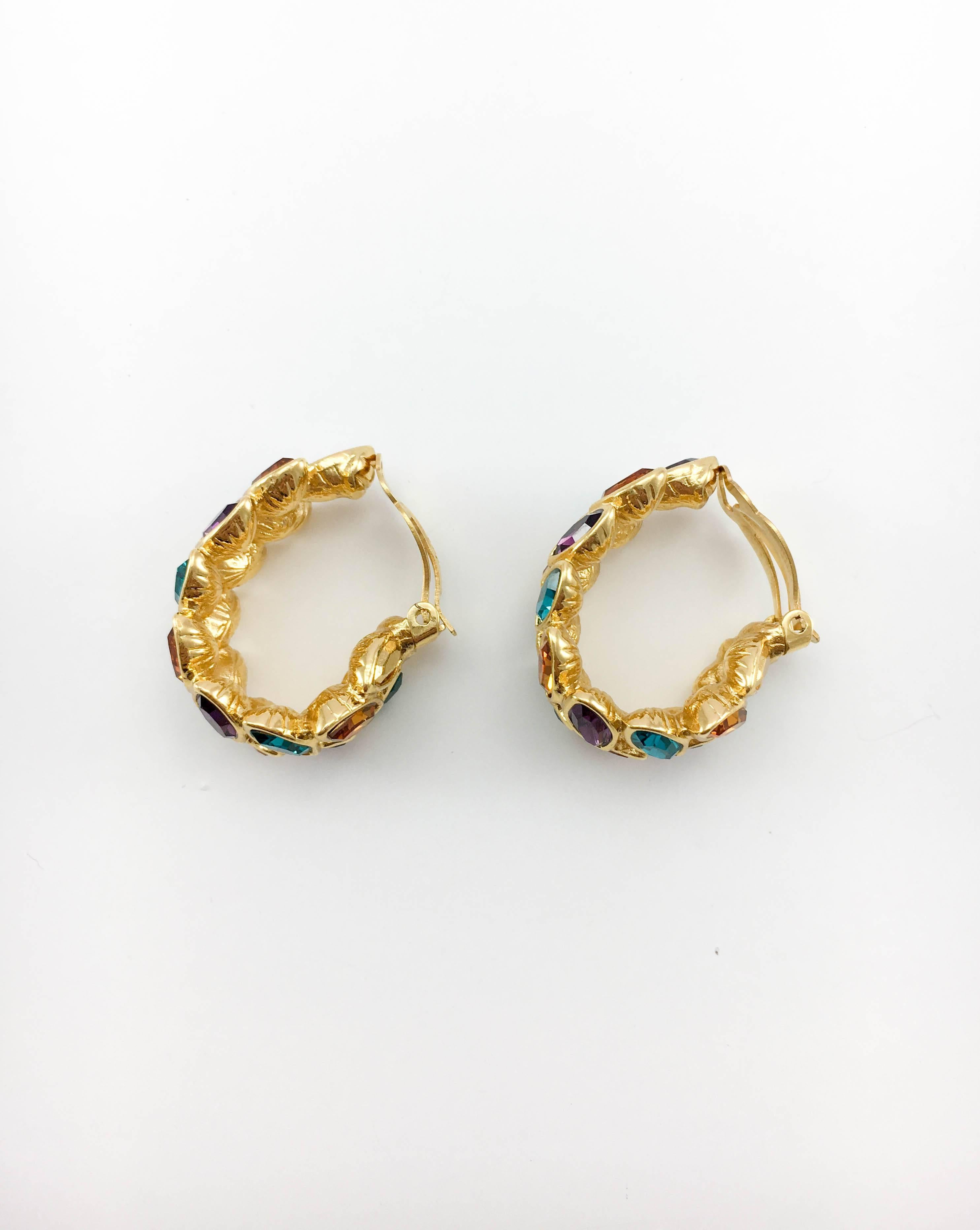 1980s Yves Saint Laurent Crystal Embellished Laurel Earrings 4