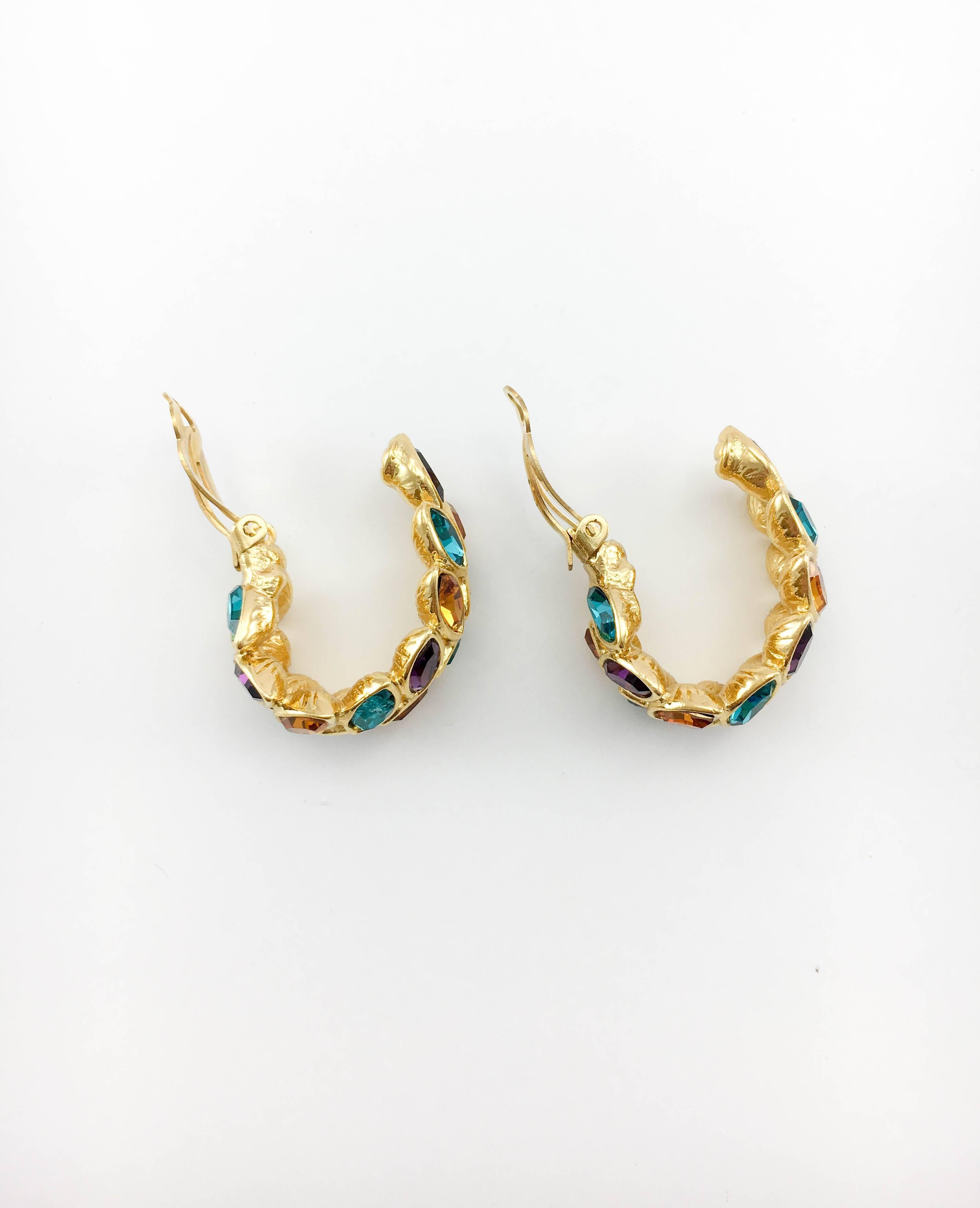 1980s Yves Saint Laurent Crystal Embellished Laurel Earrings 5