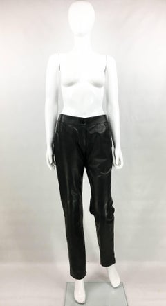 2003 Chanel Black Calfskin Leather Pants