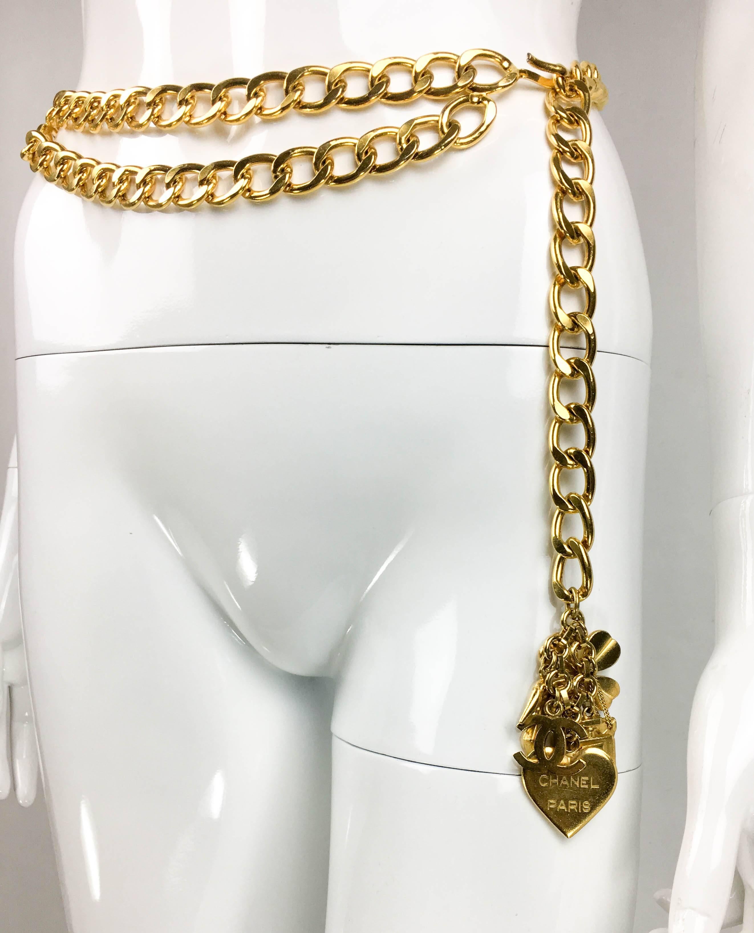 Women's 1996 Chanel Gilt Chain and Charms Belt / Necklace