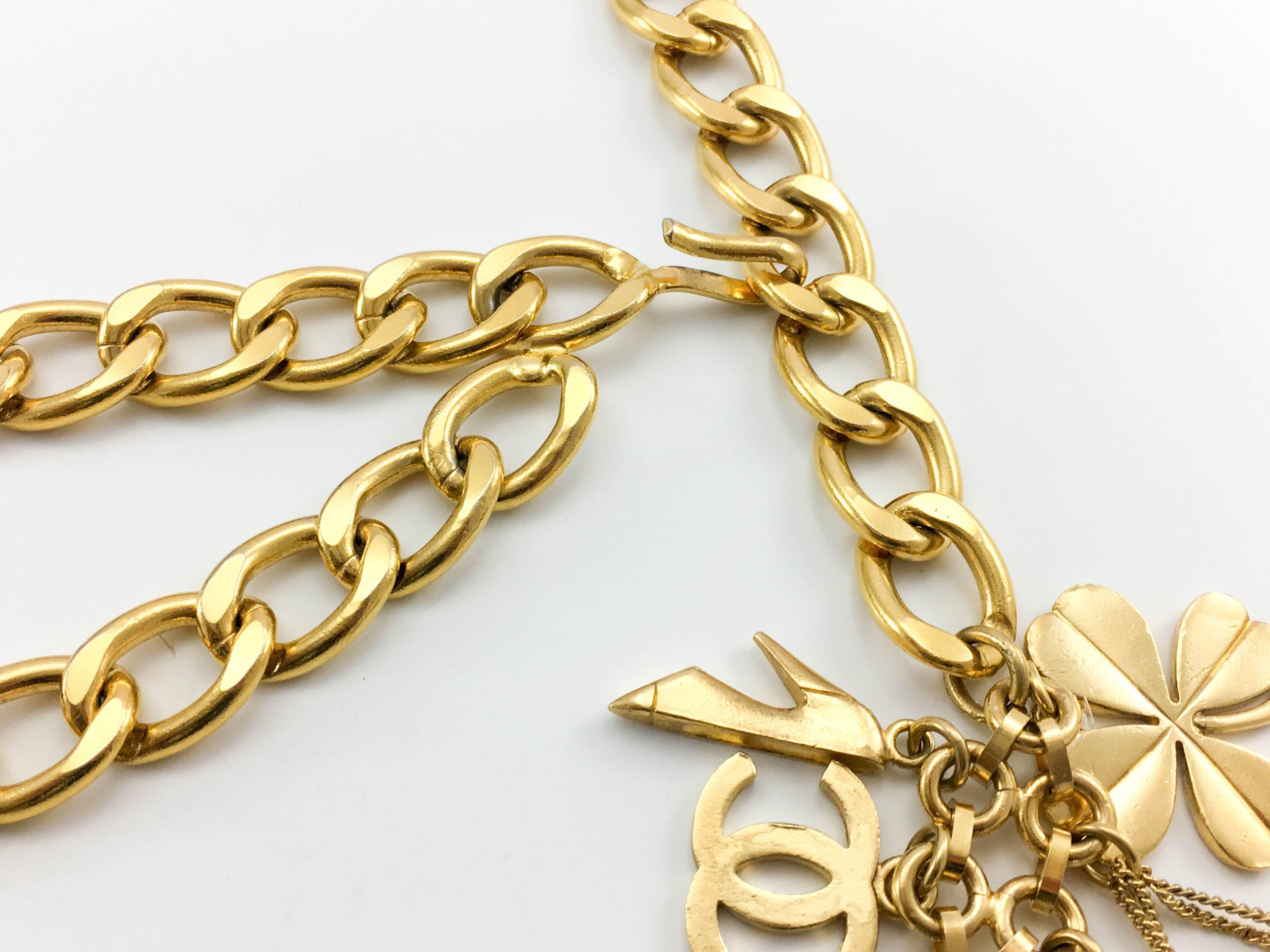 1996 Chanel Gilt Chain and Charms Belt / Necklace 4
