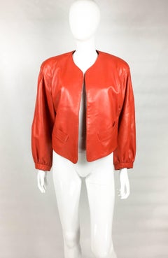 1980s Yves Saint Laurent Red Soft Leather Jacket
