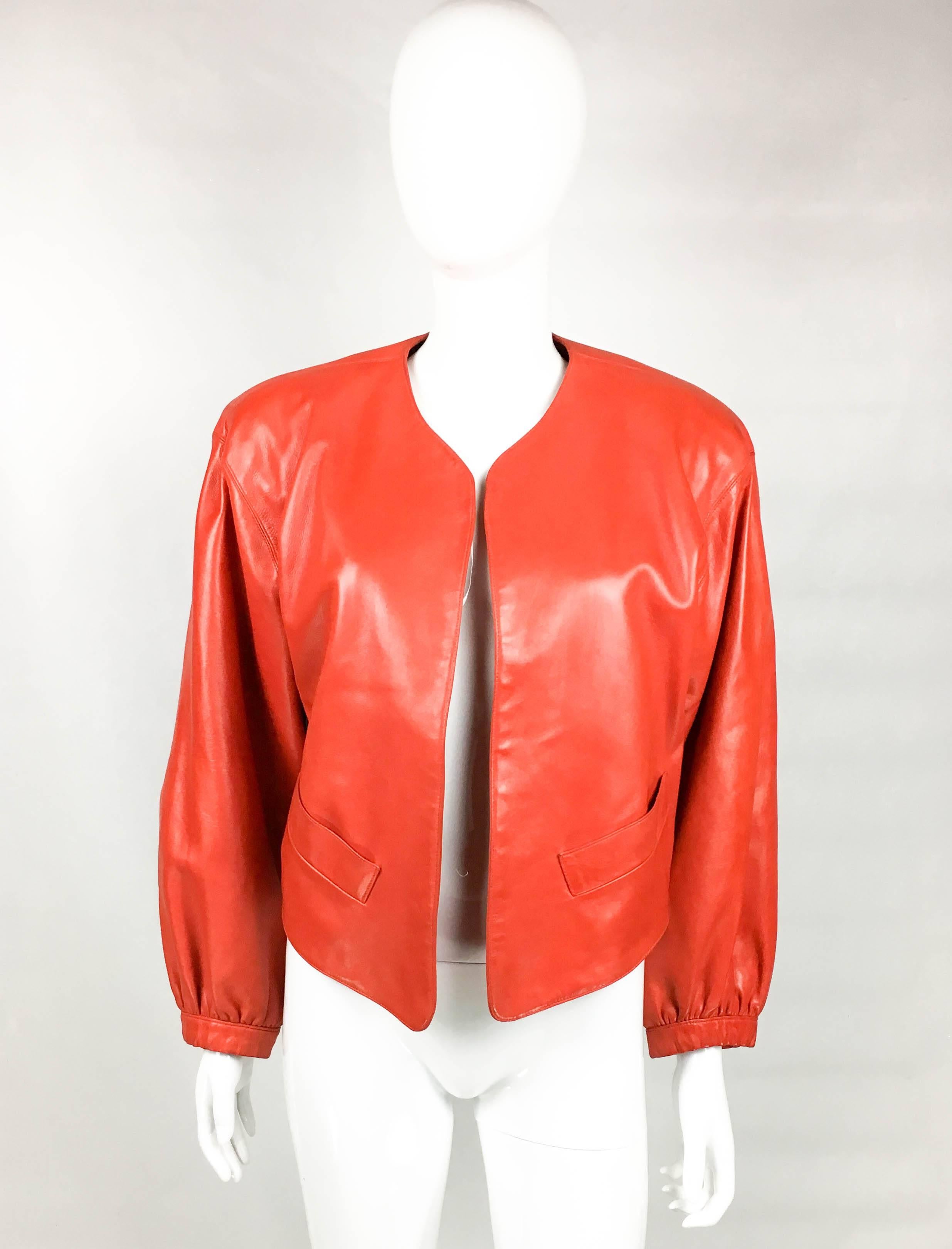 saint laurent red leather jacket