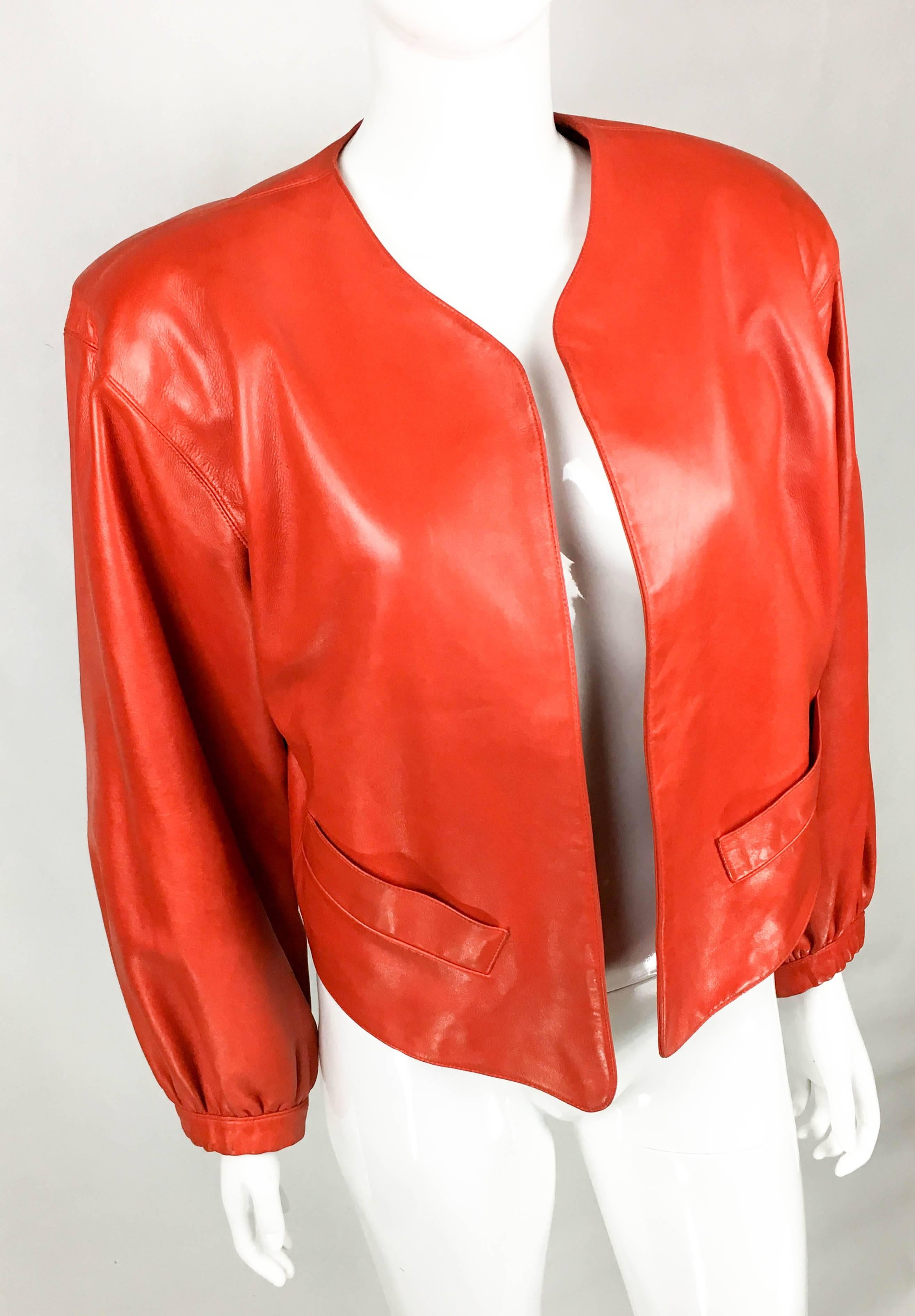 ysl red leather jacket