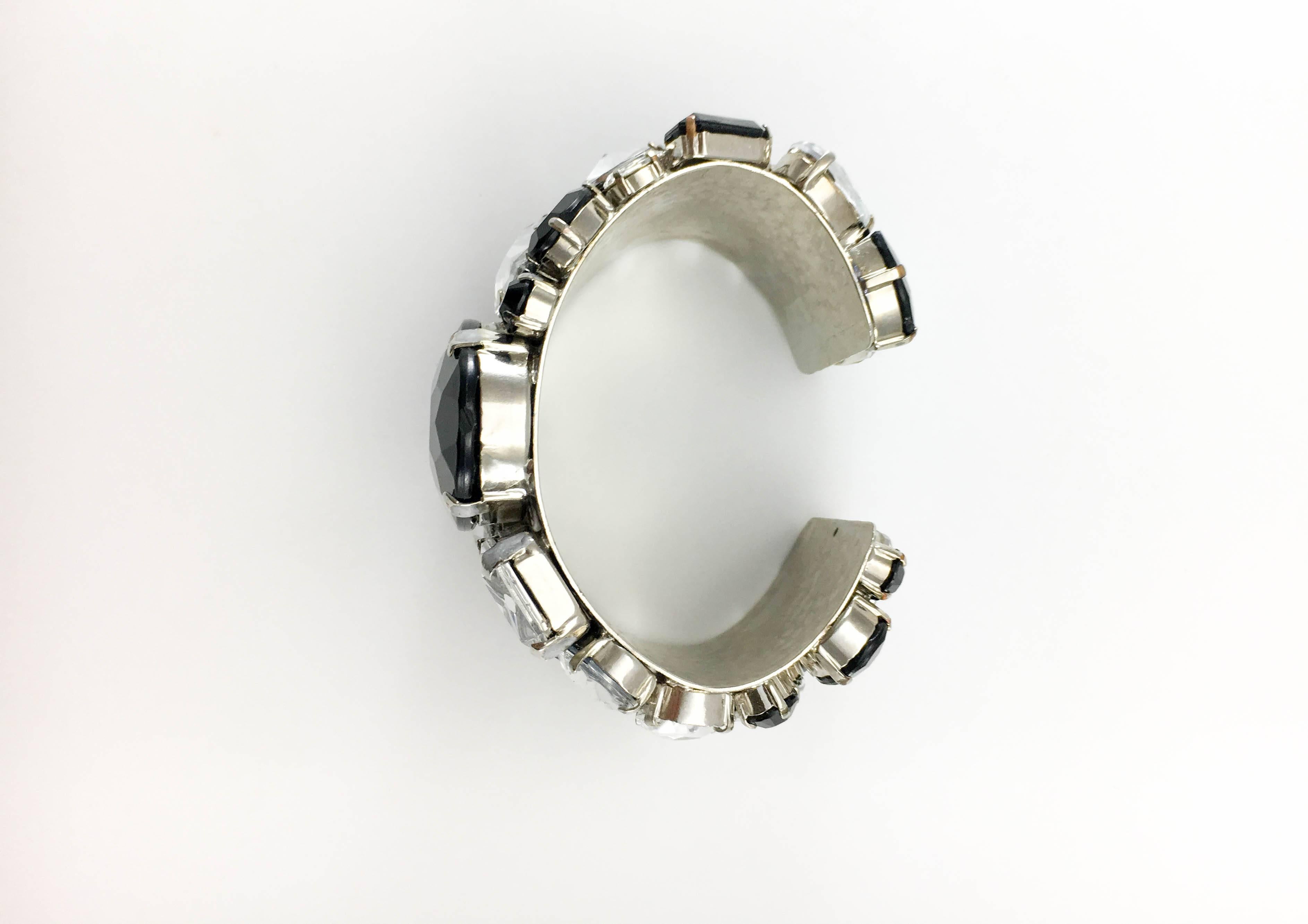 Armani Hand-Made Black Glass and Crystal Cuff Bracelet - 21st Century 1