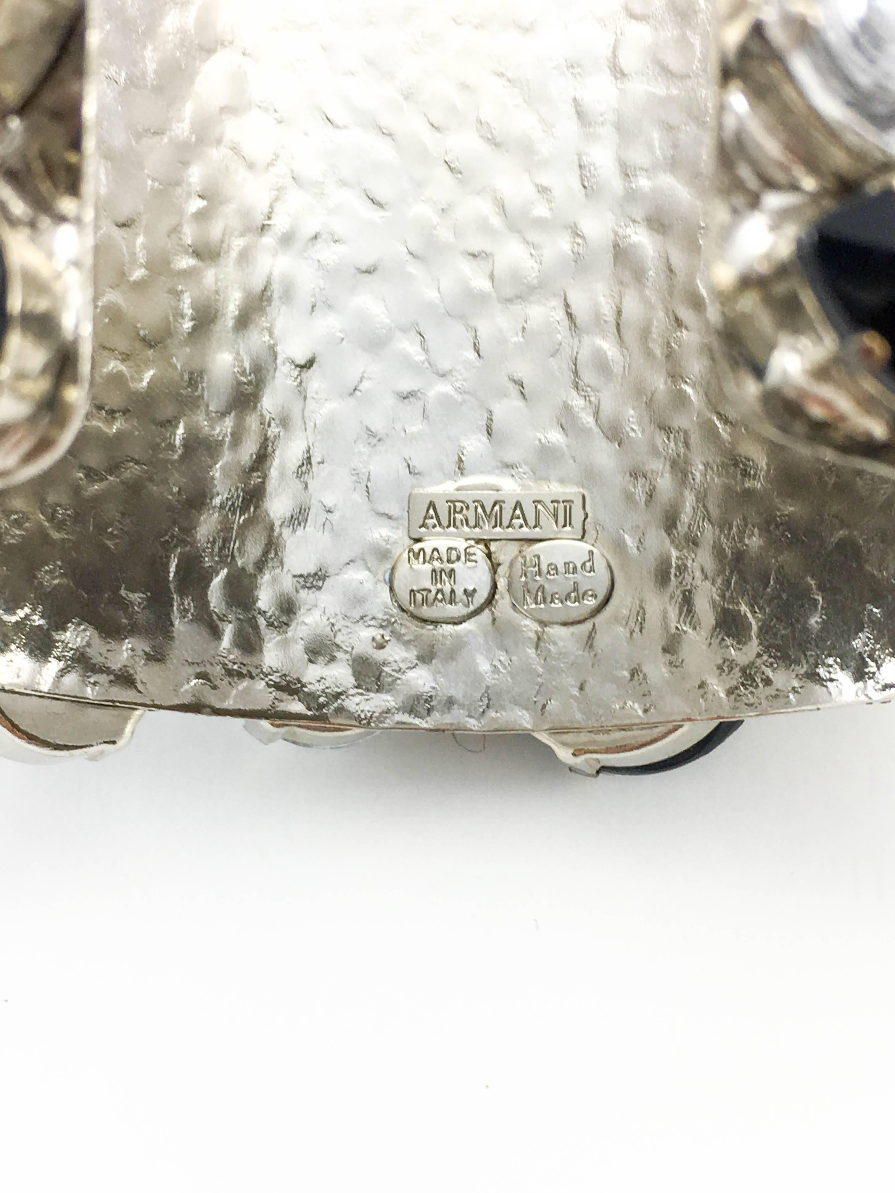 Armani Hand-Made Black Glass and Crystal Cuff Bracelet - 21st Century 3