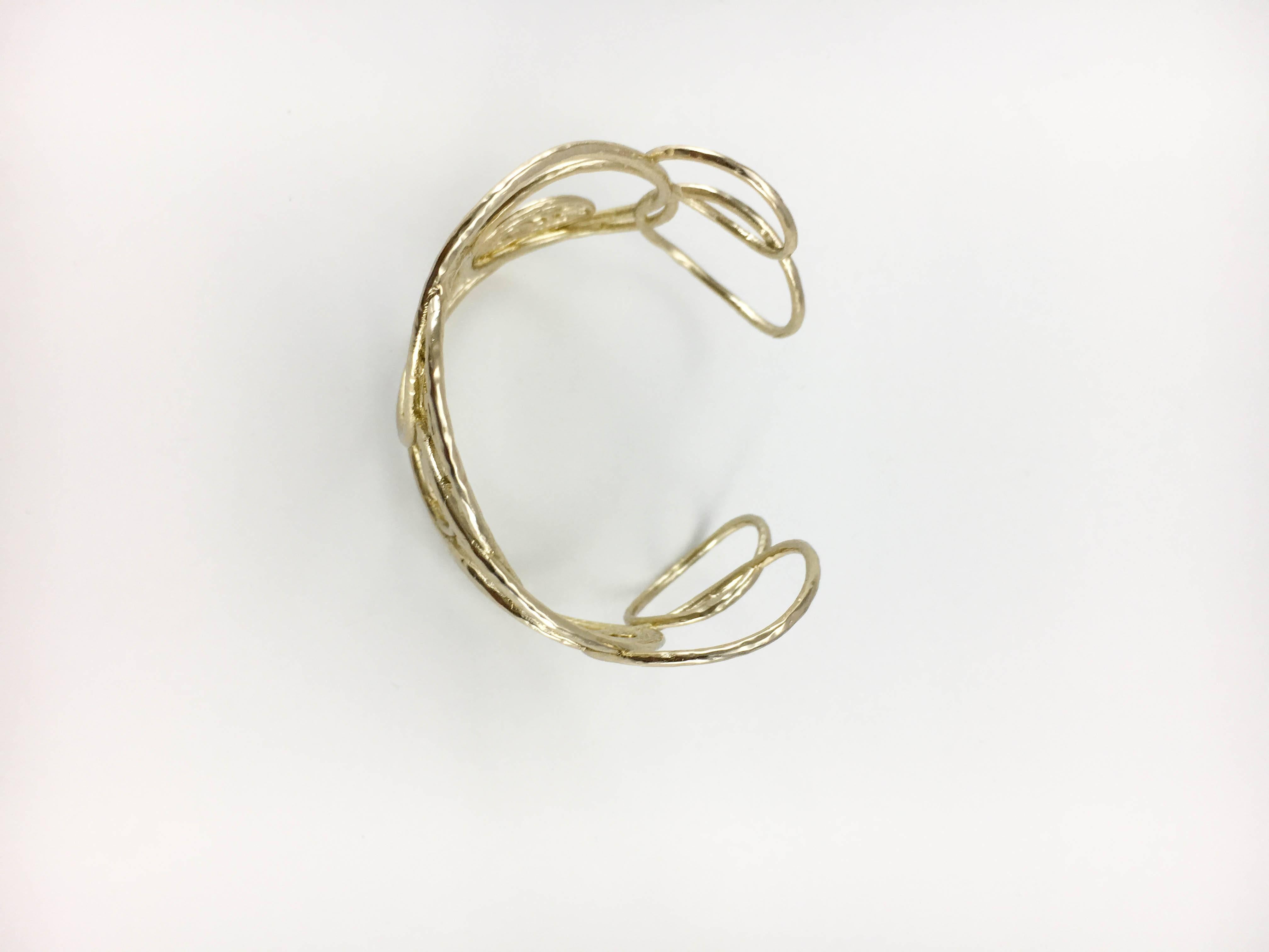 Chanel 'Cuban Collection' Gold-Plated Logo Cuff Bracelet 4