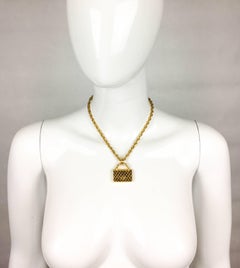 1994 Chanel Gold-Plated 2.55 Quilted Handbag Pendant Necklace