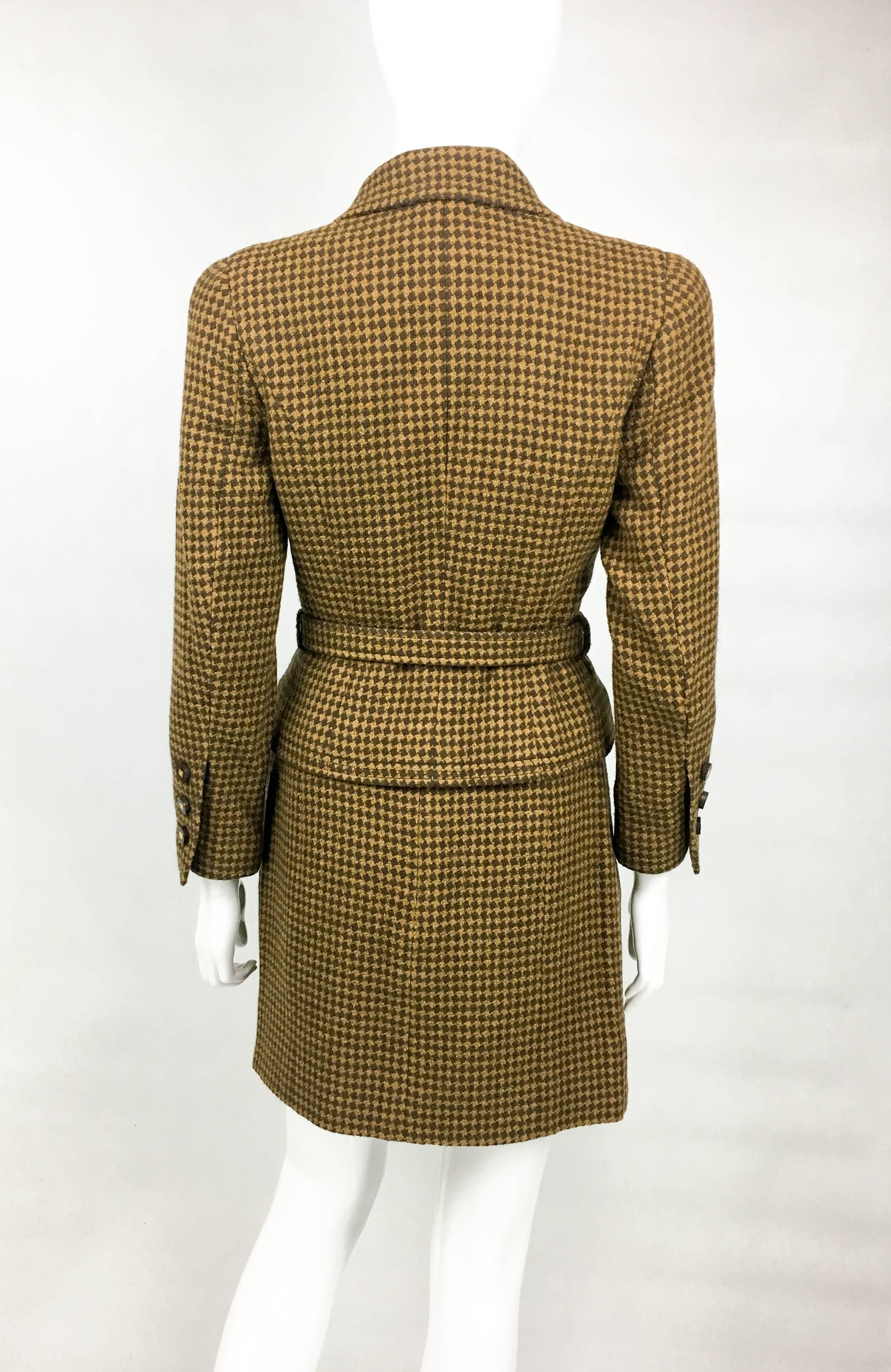 1996 Chanel Brown Houndstooth Skirt Suit 3