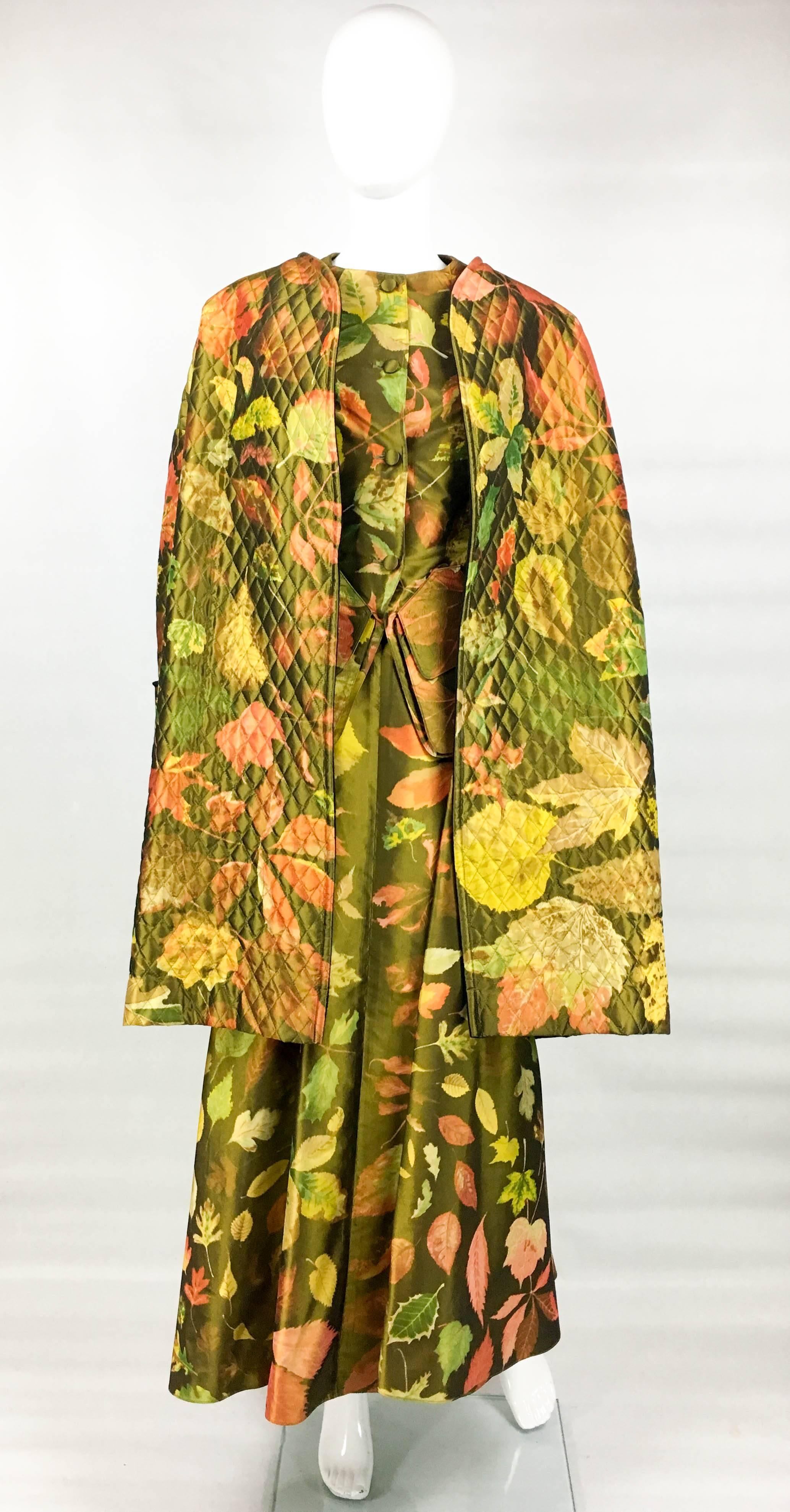 cocktail ensemble comprising dress and jacket in printed silk