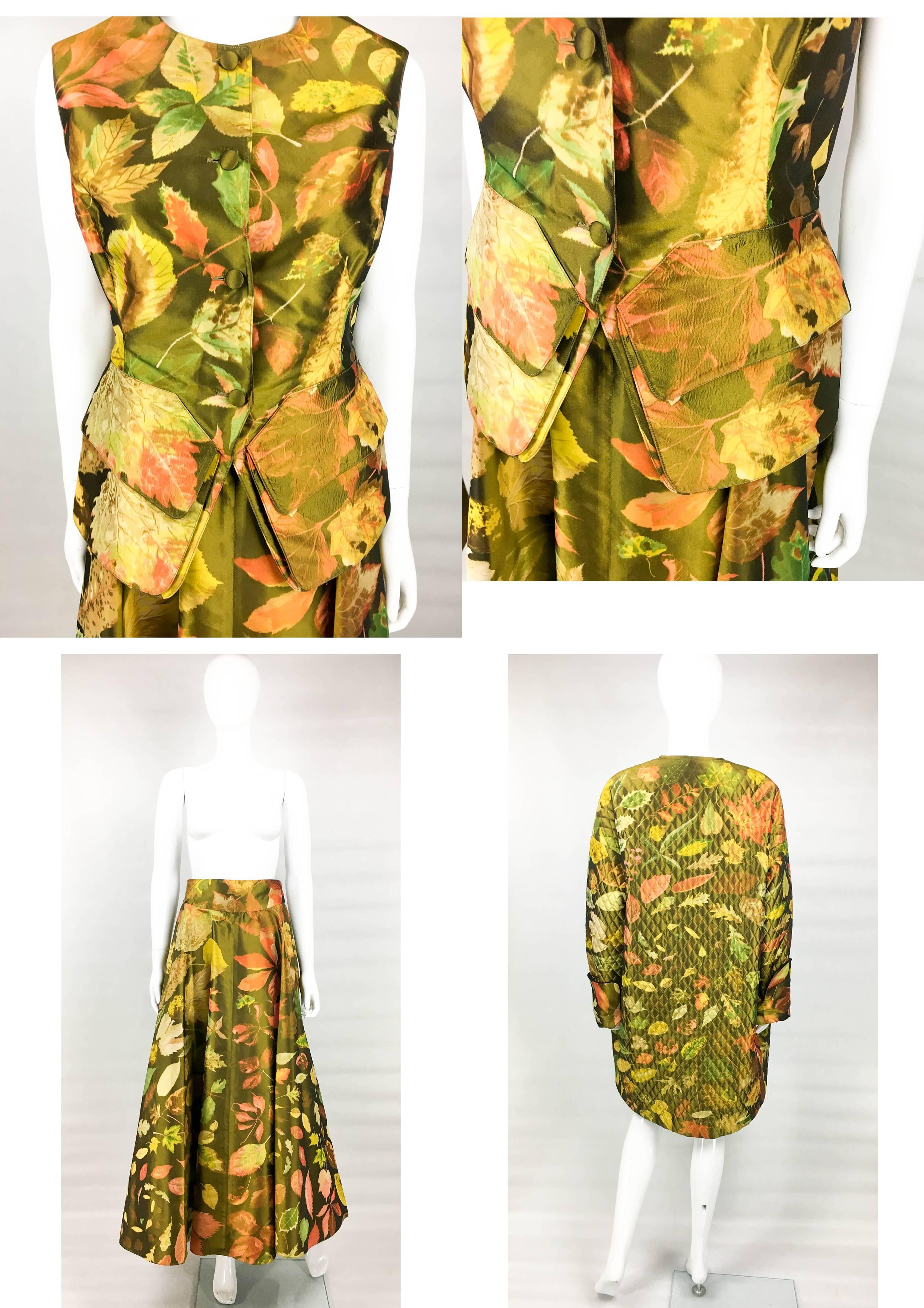 Hermes Printed Silk Coat, Waistcoat and Maxi Skirt Ensemble For Sale 3
