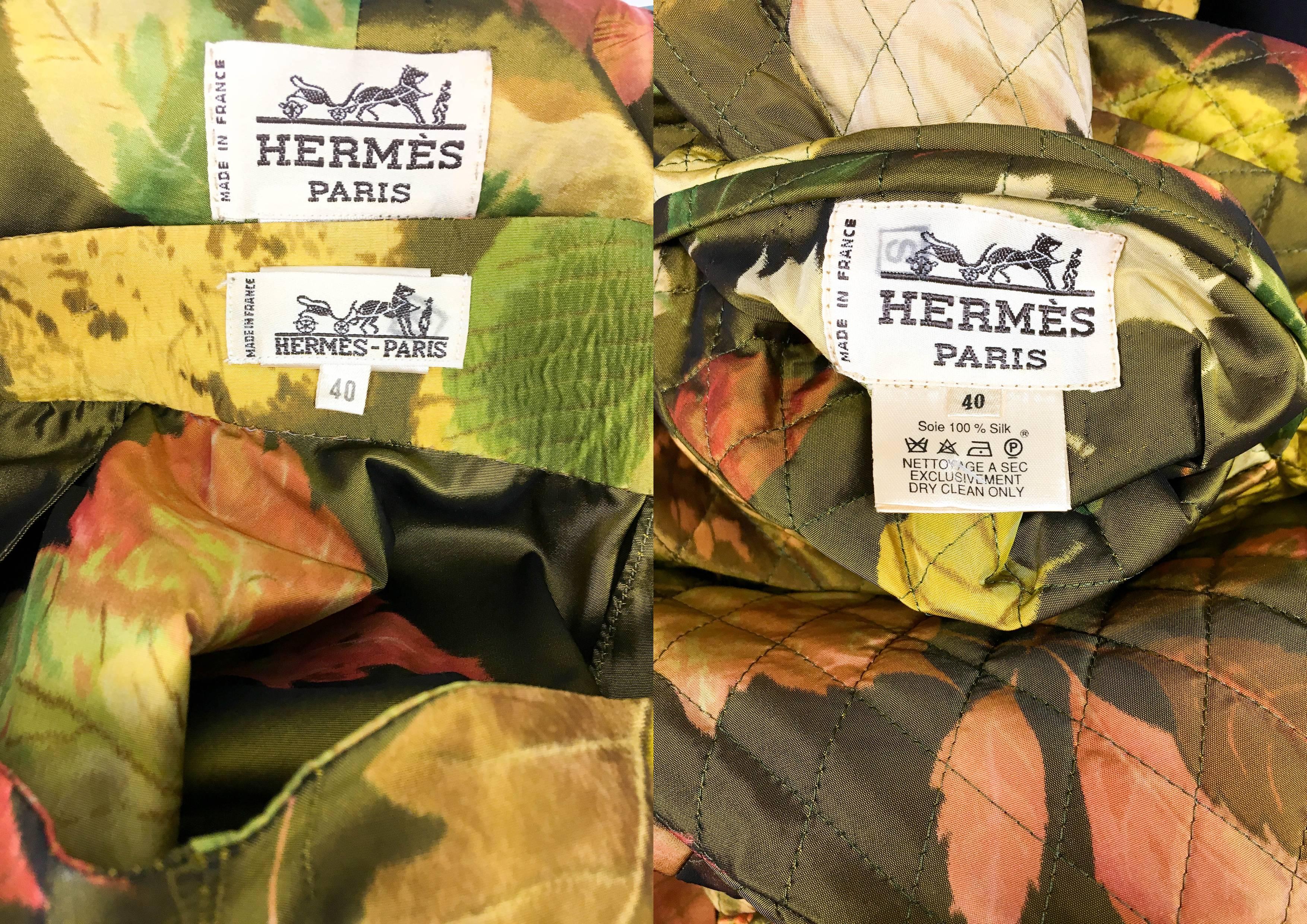 Hermes Printed Silk Coat, Waistcoat and Maxi Skirt Ensemble For Sale 4