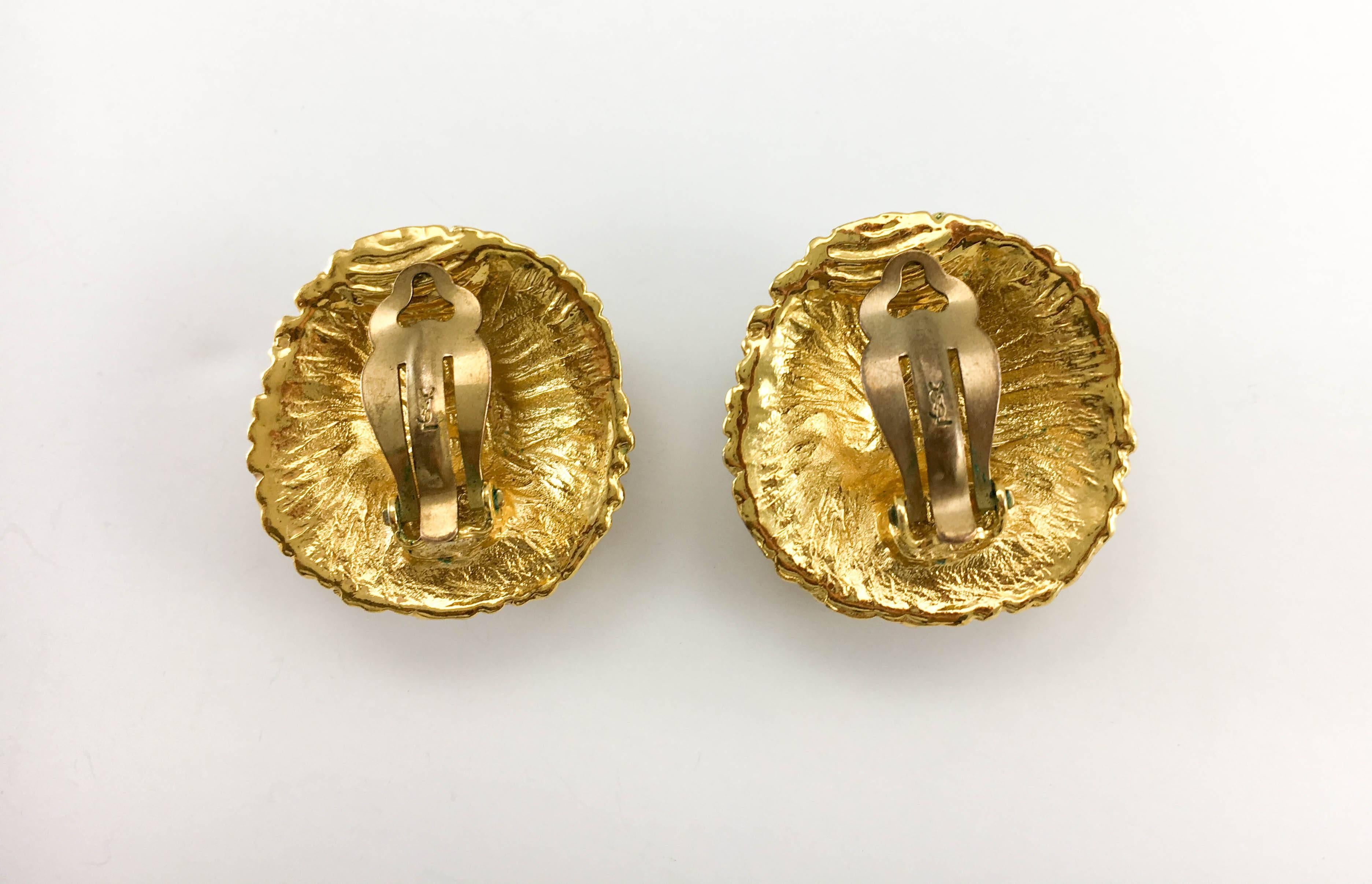 1980s Yves Saint Laurent Colourful Crystal Embellished Gold-Plated Earrings 3