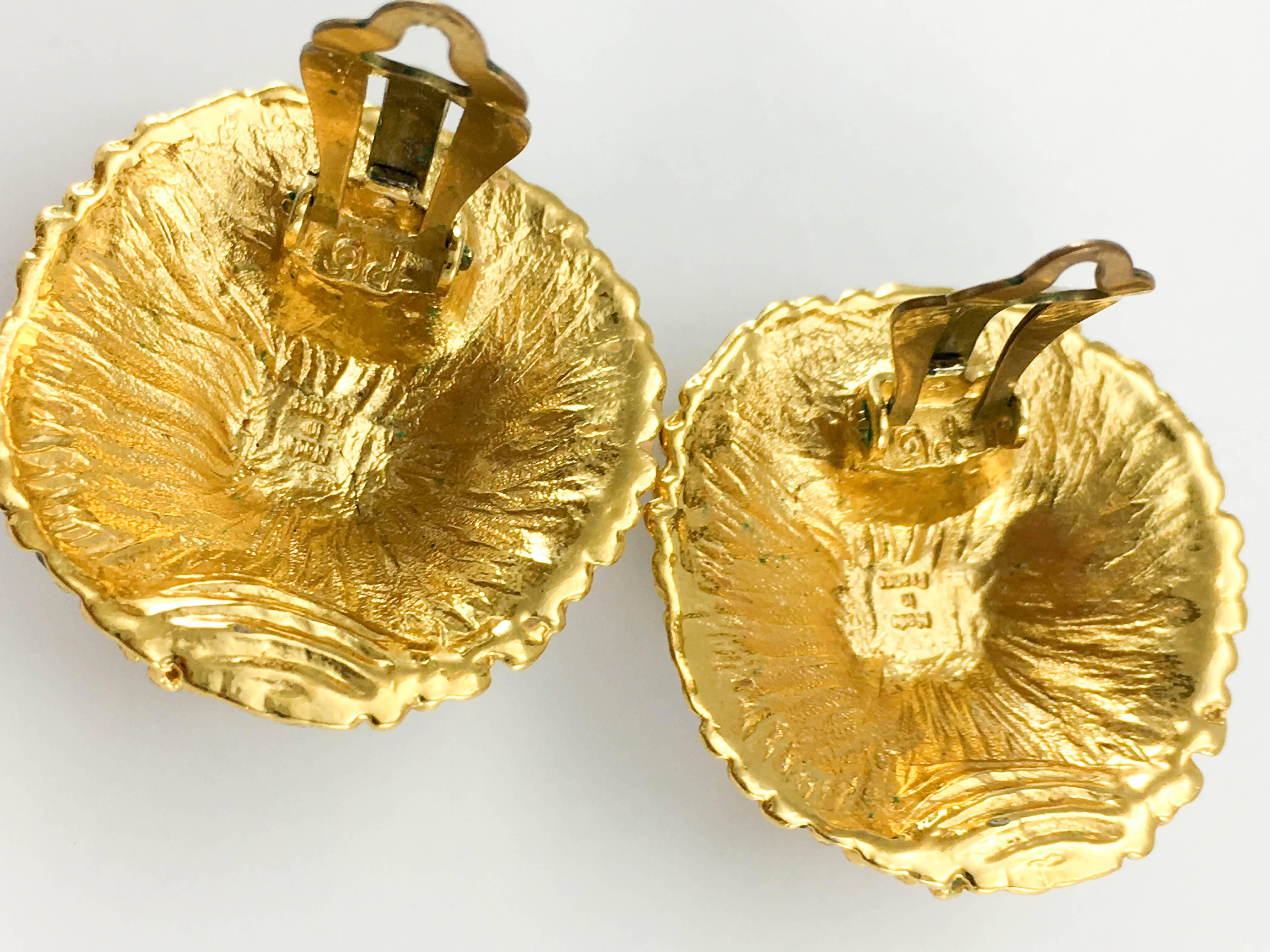 1980s Yves Saint Laurent Colourful Crystal Embellished Gold-Plated Earrings 4