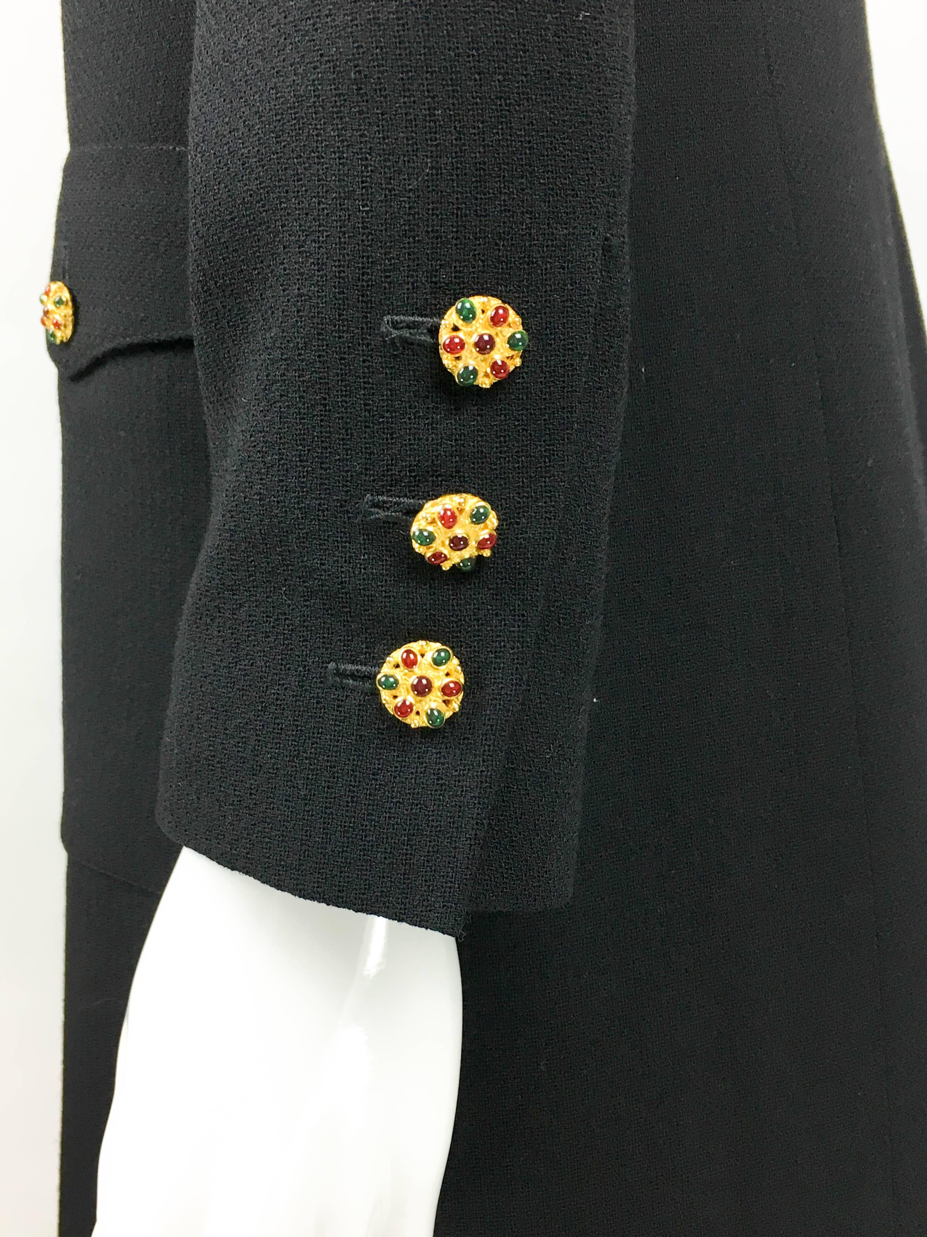 1996 Chanel Runway Look Black Wool Coat / Dress With Baroque-Style Buttons 4