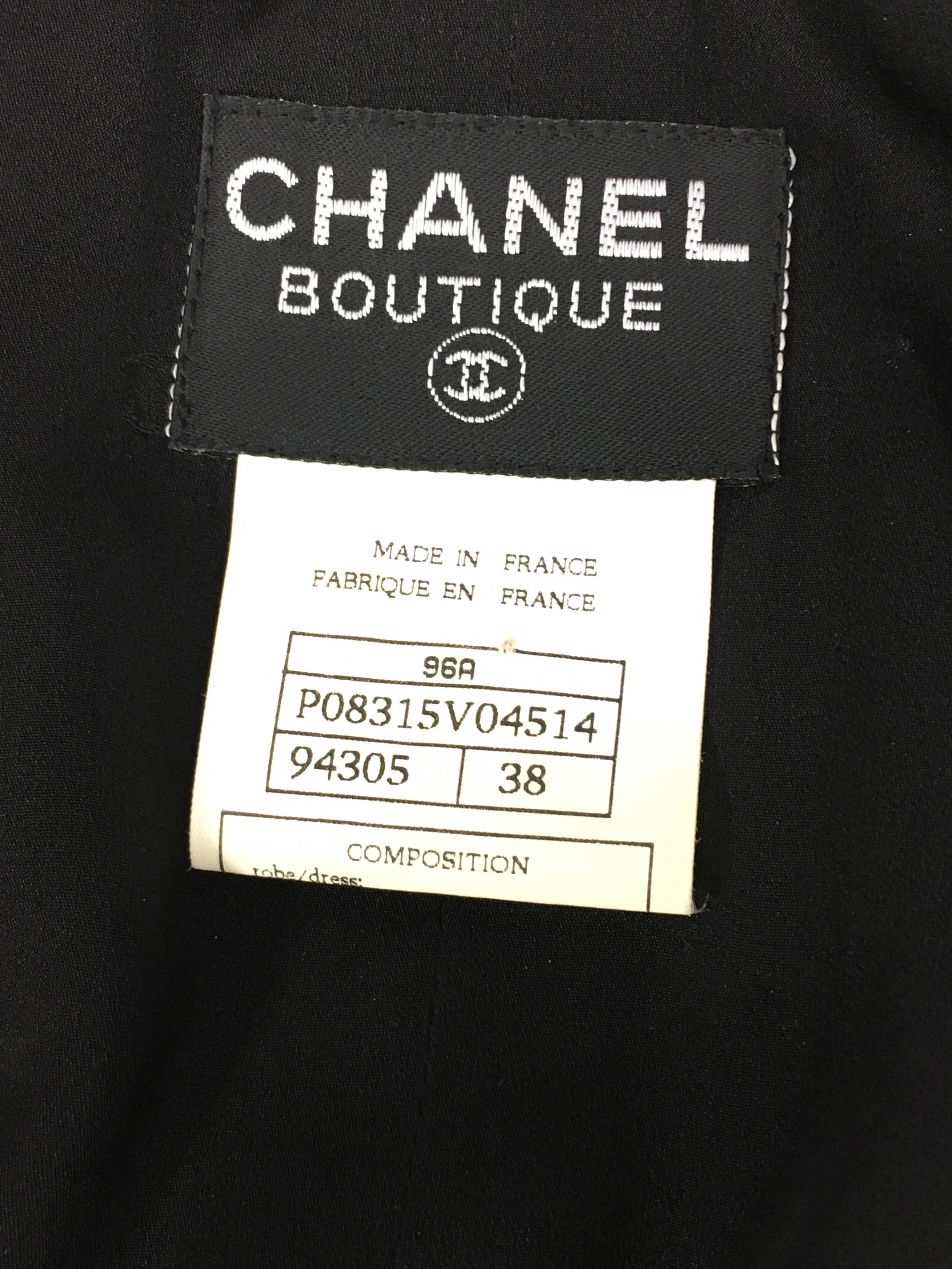 1996 Chanel Runway Look Black Wool Coat / Dress With Baroque-Style Buttons 5