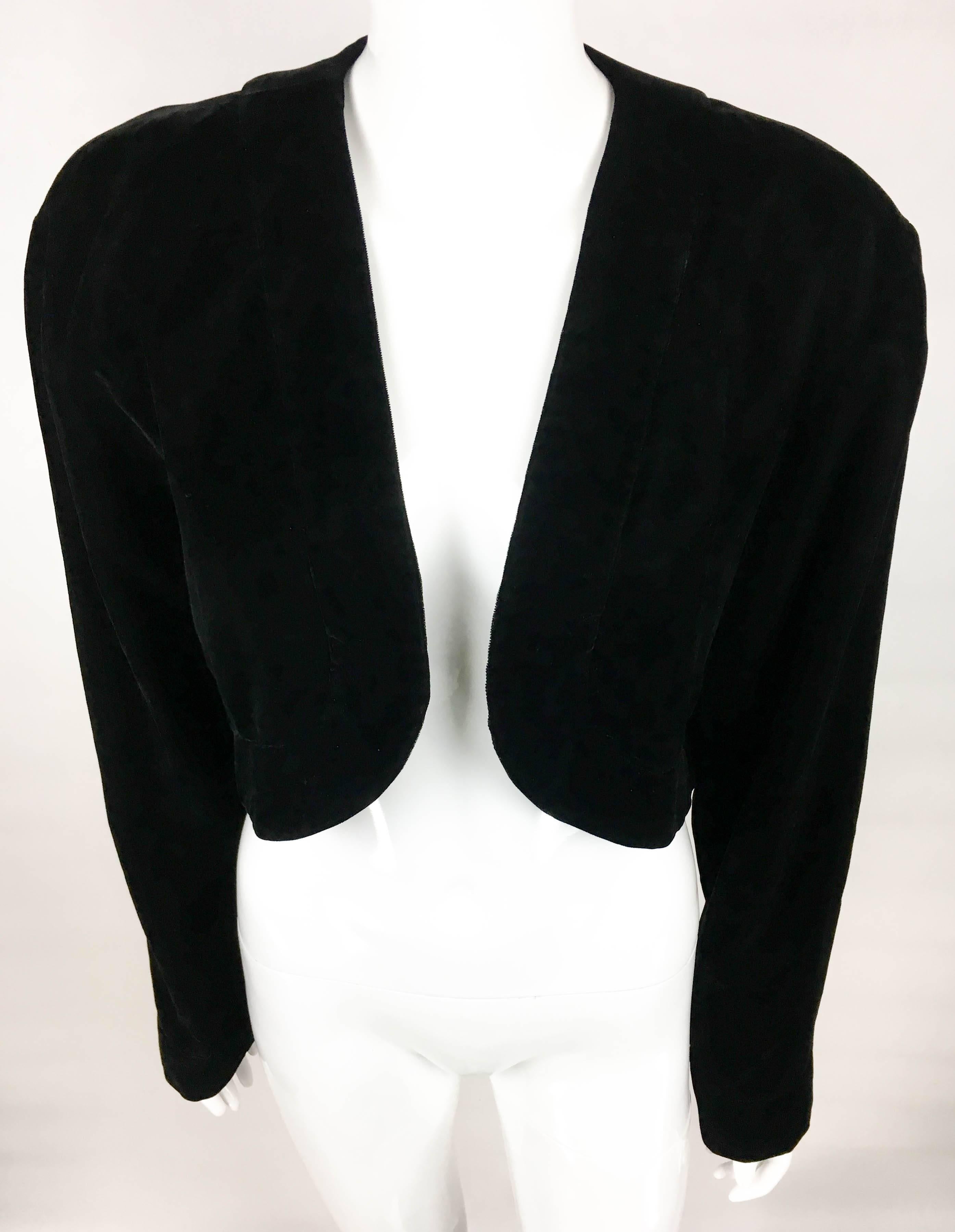 Women's 1990s Lanvin Black Velvet Bolero Jacket