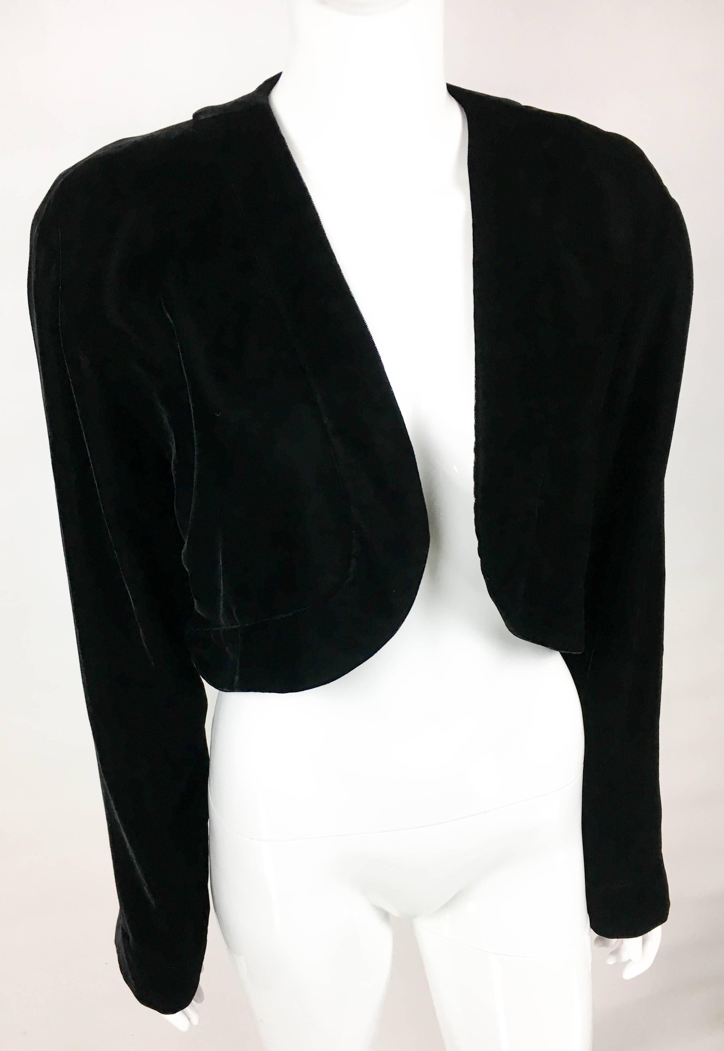 1990s Lanvin Black Velvet Bolero Jacket 1