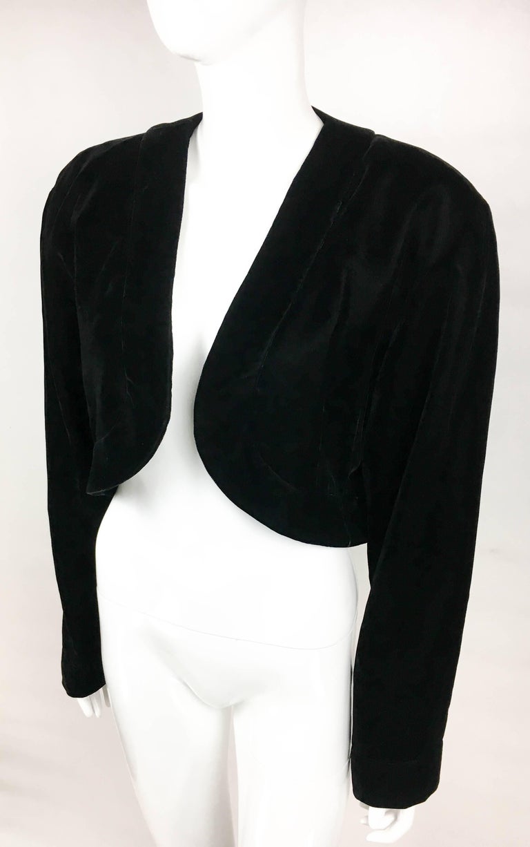 womens black velvet bolero jacket
