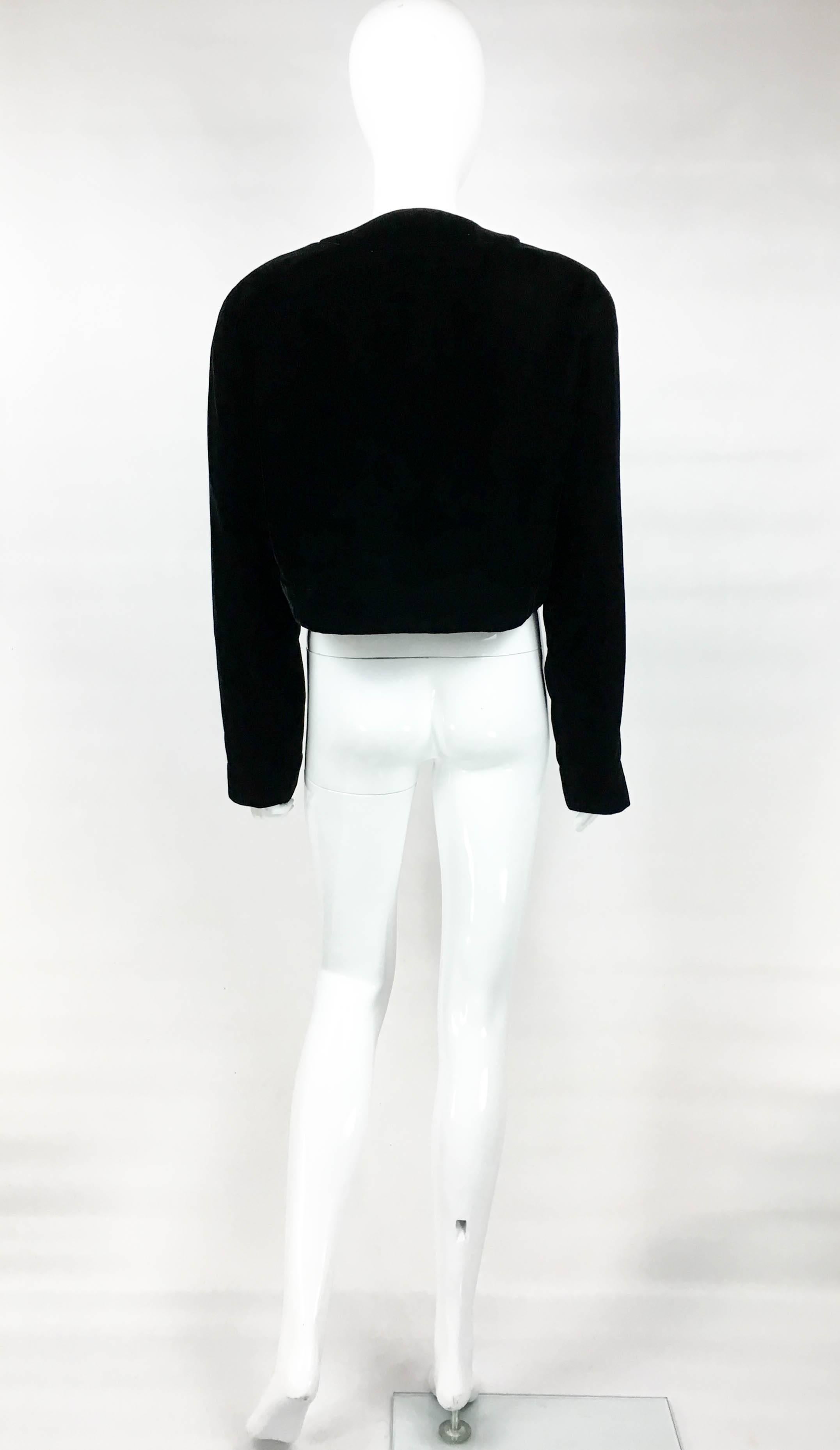 1990s Lanvin Black Velvet Bolero Jacket 4