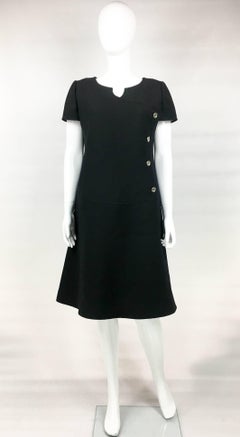 1960's Courreges Black Wool Mod Dress