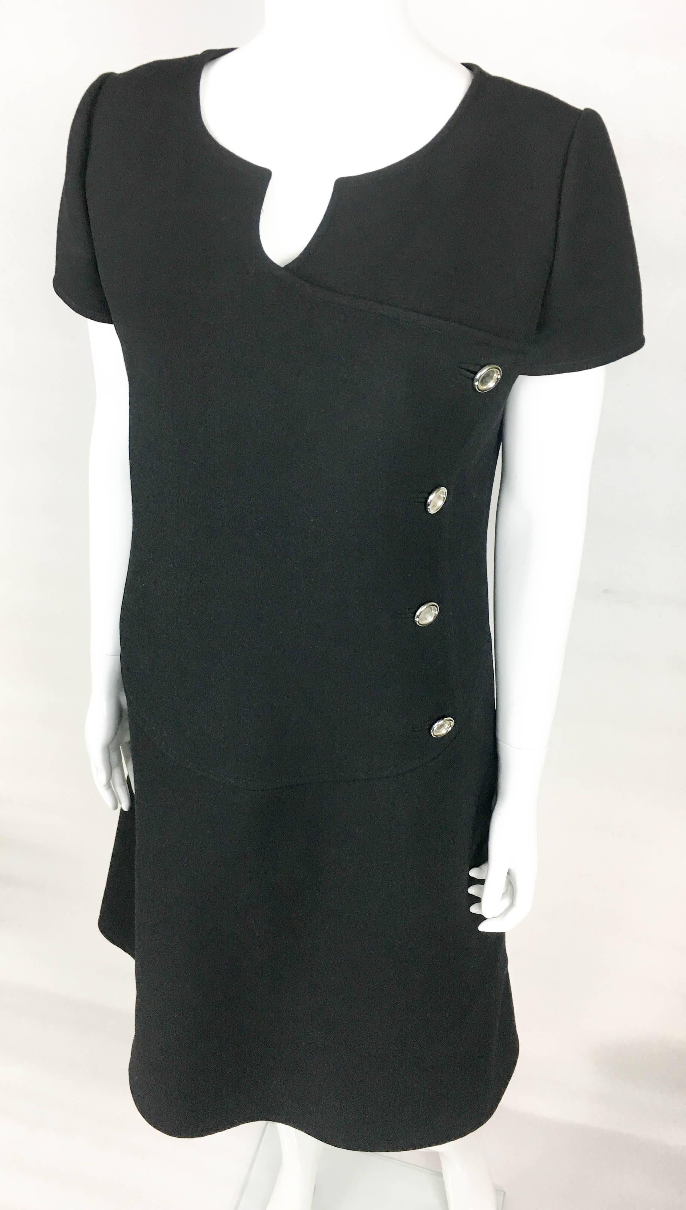 Women's 1960's Courreges Black Wool Mod Dress For Sale