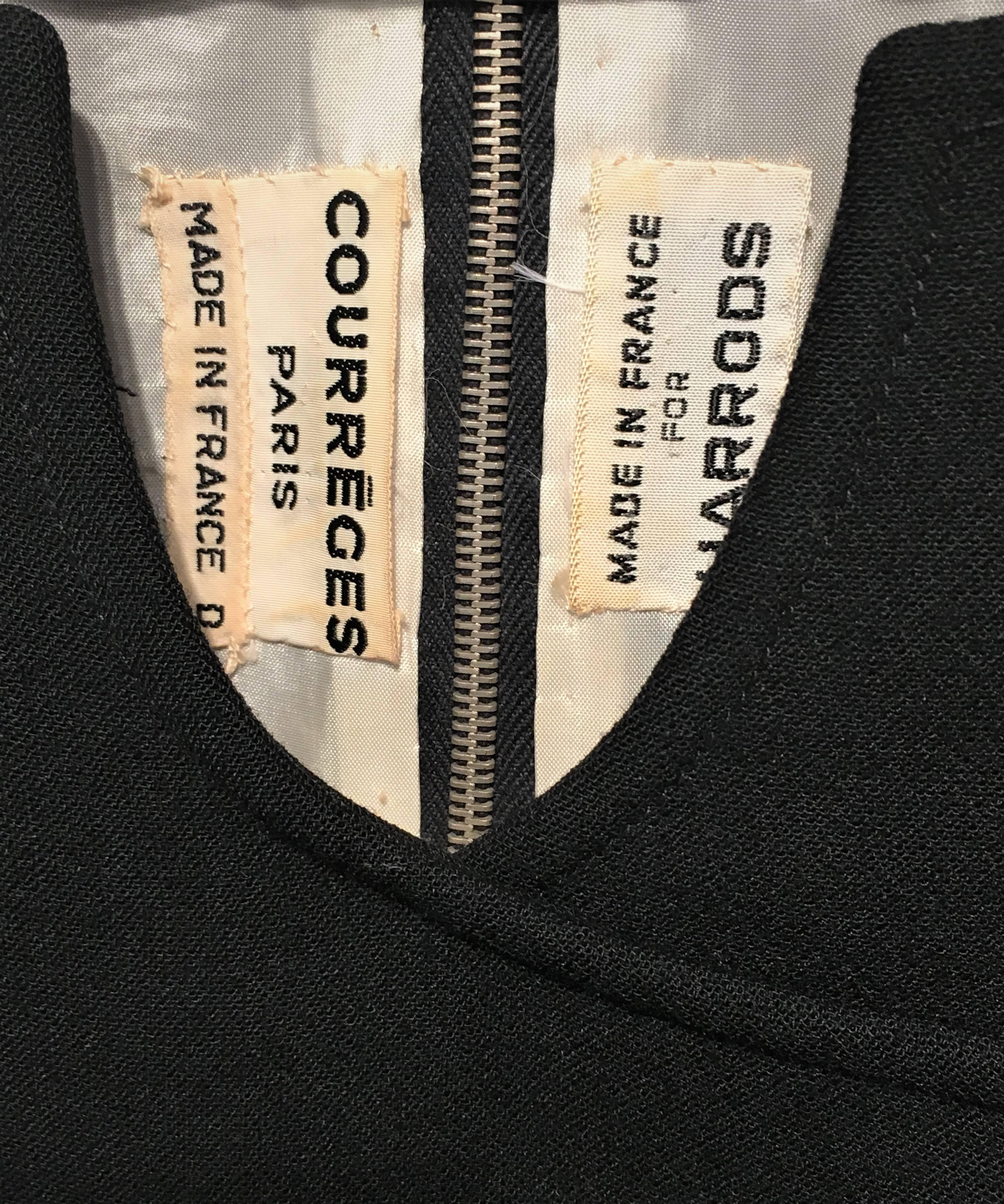 1960's Courreges Black Wool Mod Dress For Sale 4